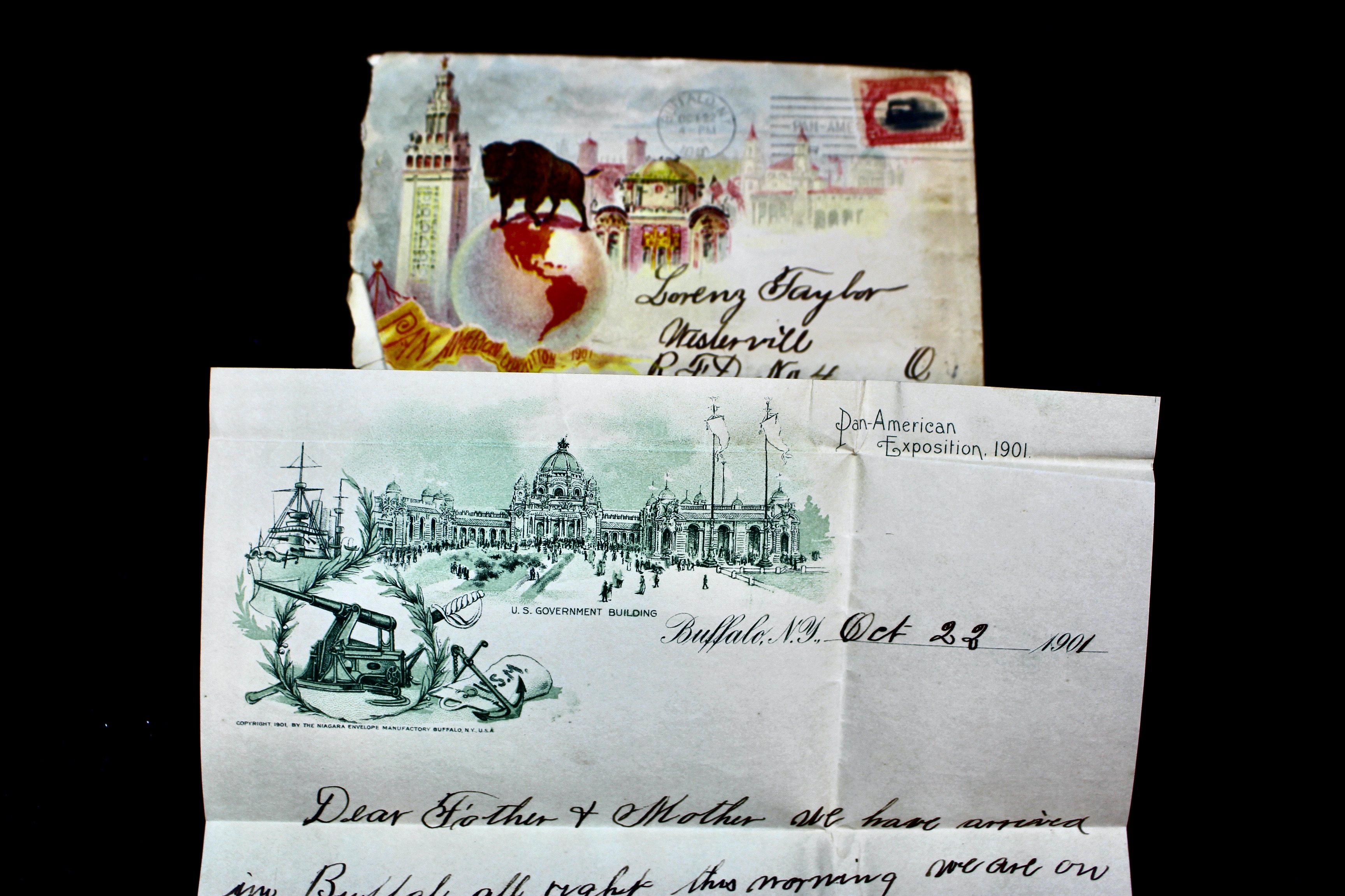 1901 Pan-American Expo Envelope and Letter, Featuring Scott 295 Postage Stamp