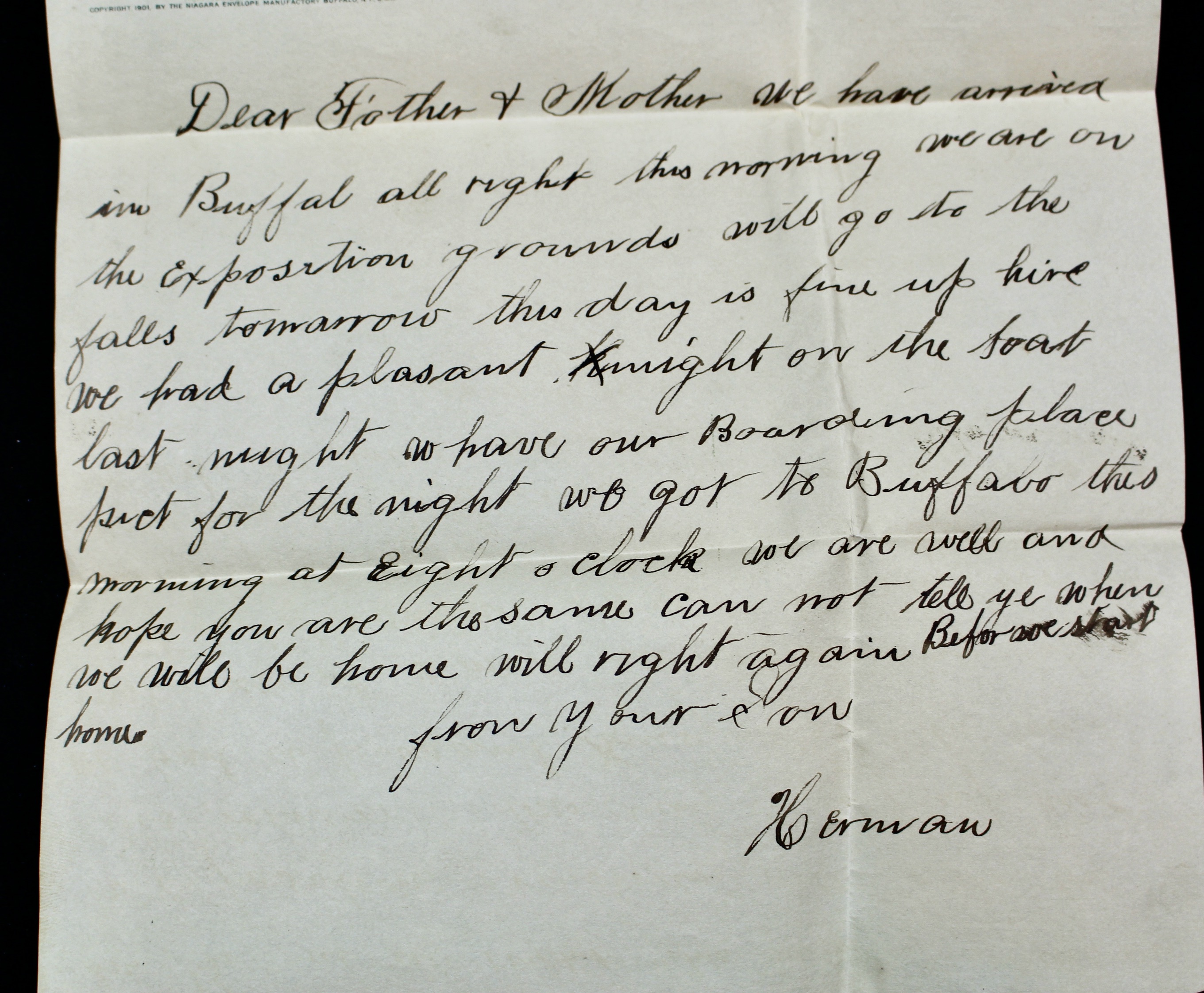 1901 Pan-American Expo Envelope and Letter, Featuring Scott 295 Postage Stamp