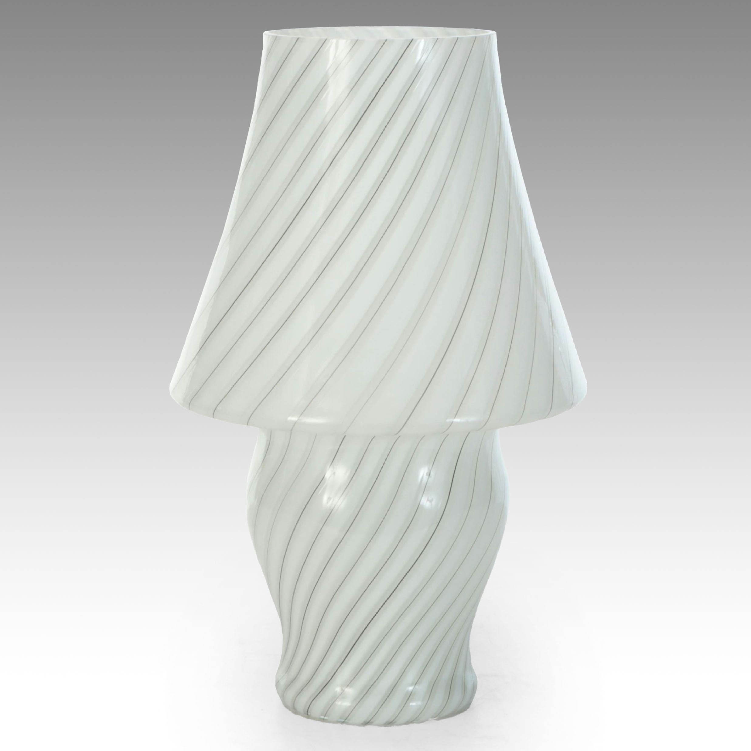 Blown Swirled Glass Mushroom Lamp, Mid to Late 20th Century