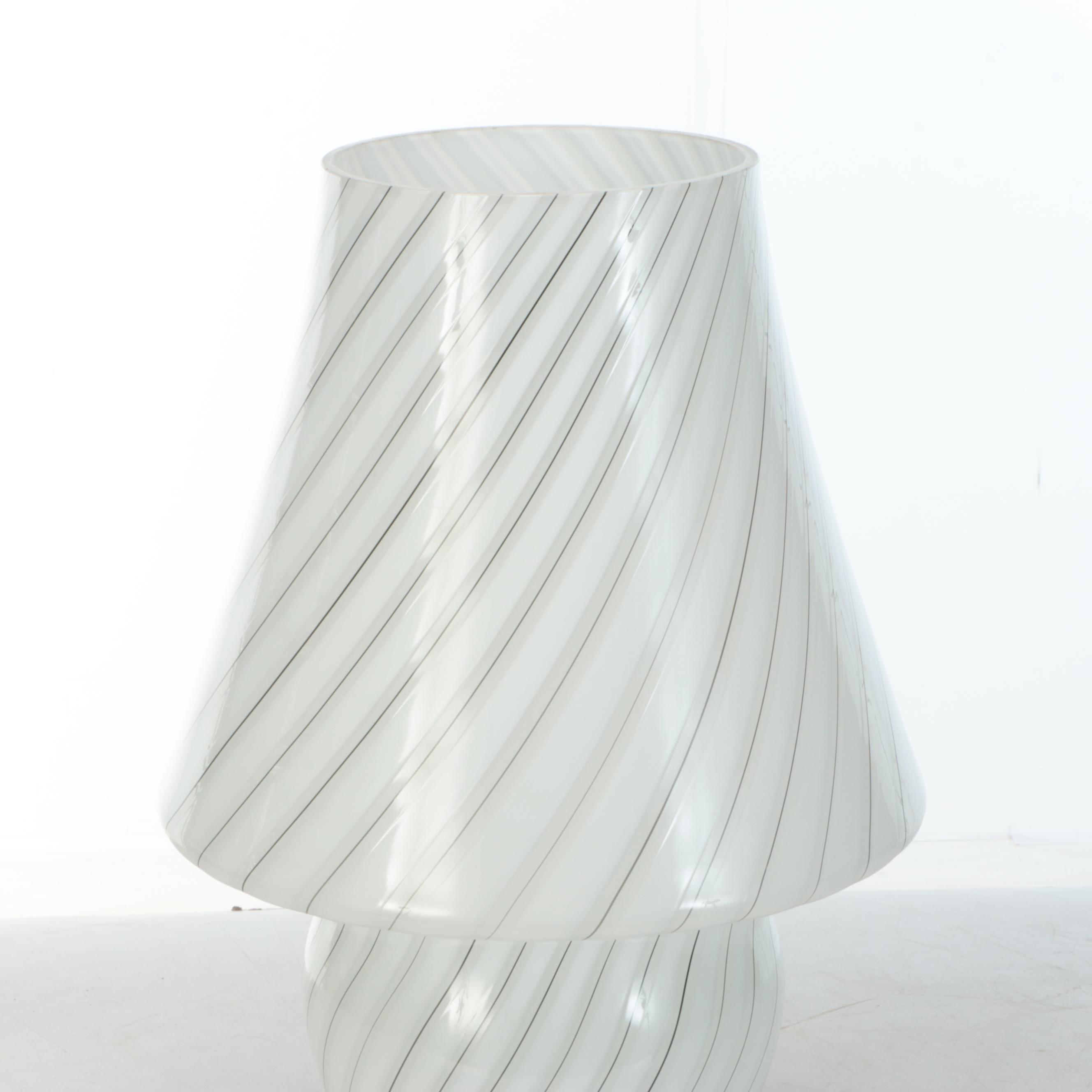 Blown Swirled Glass Mushroom Lamp, Mid to Late 20th Century