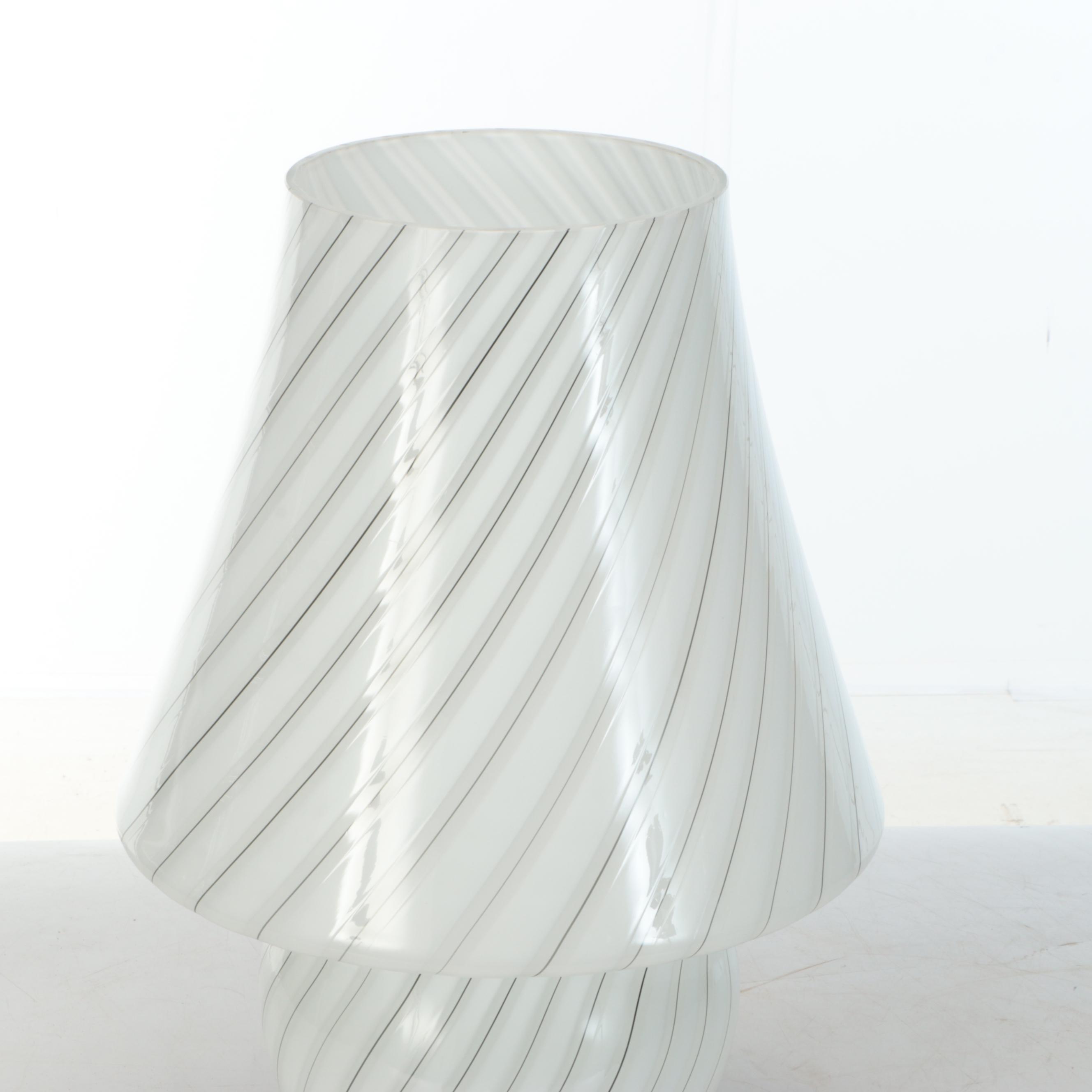 Blown Swirled Glass Mushroom Lamp, Mid to Late 20th Century