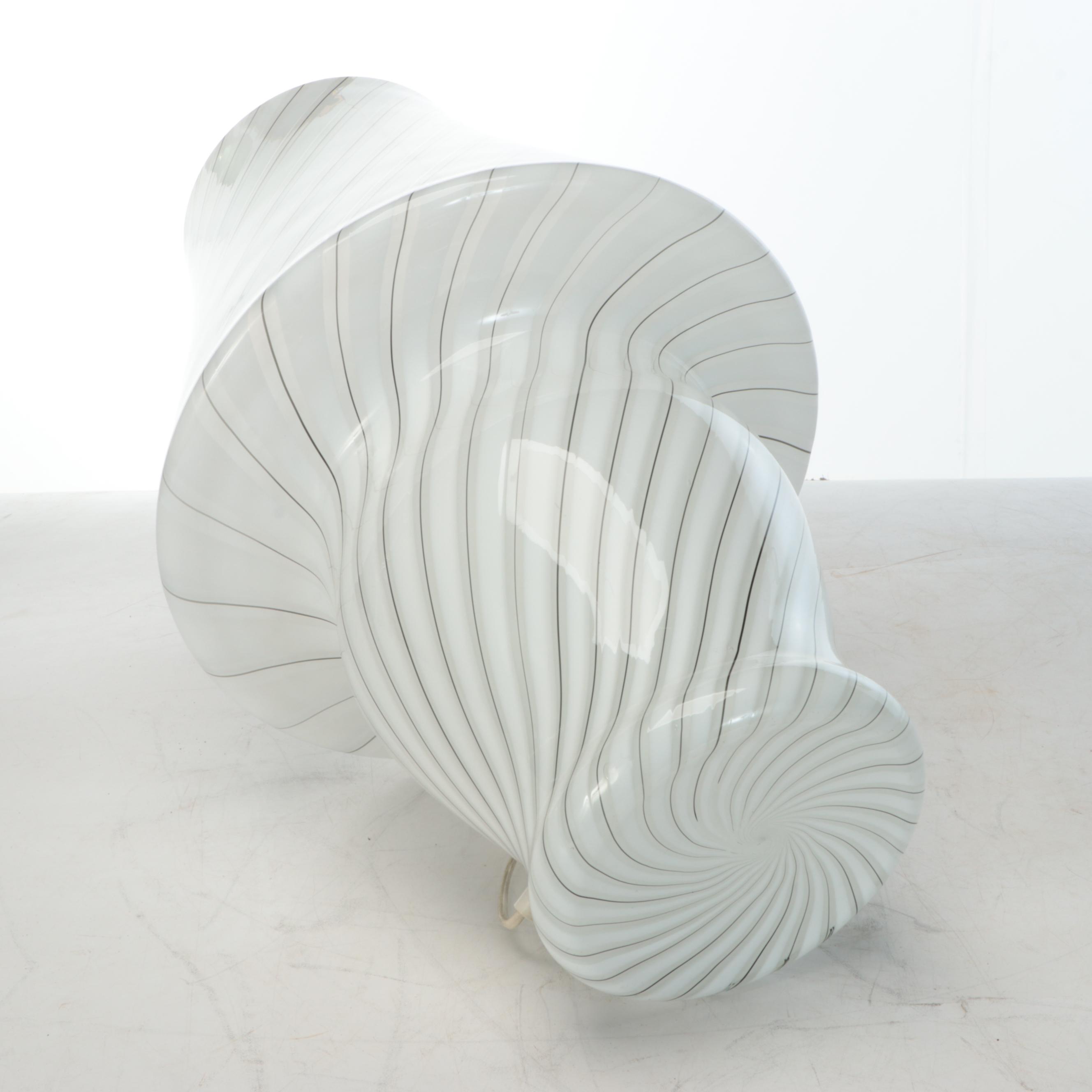 Blown Swirled Glass Mushroom Lamp, Mid to Late 20th Century