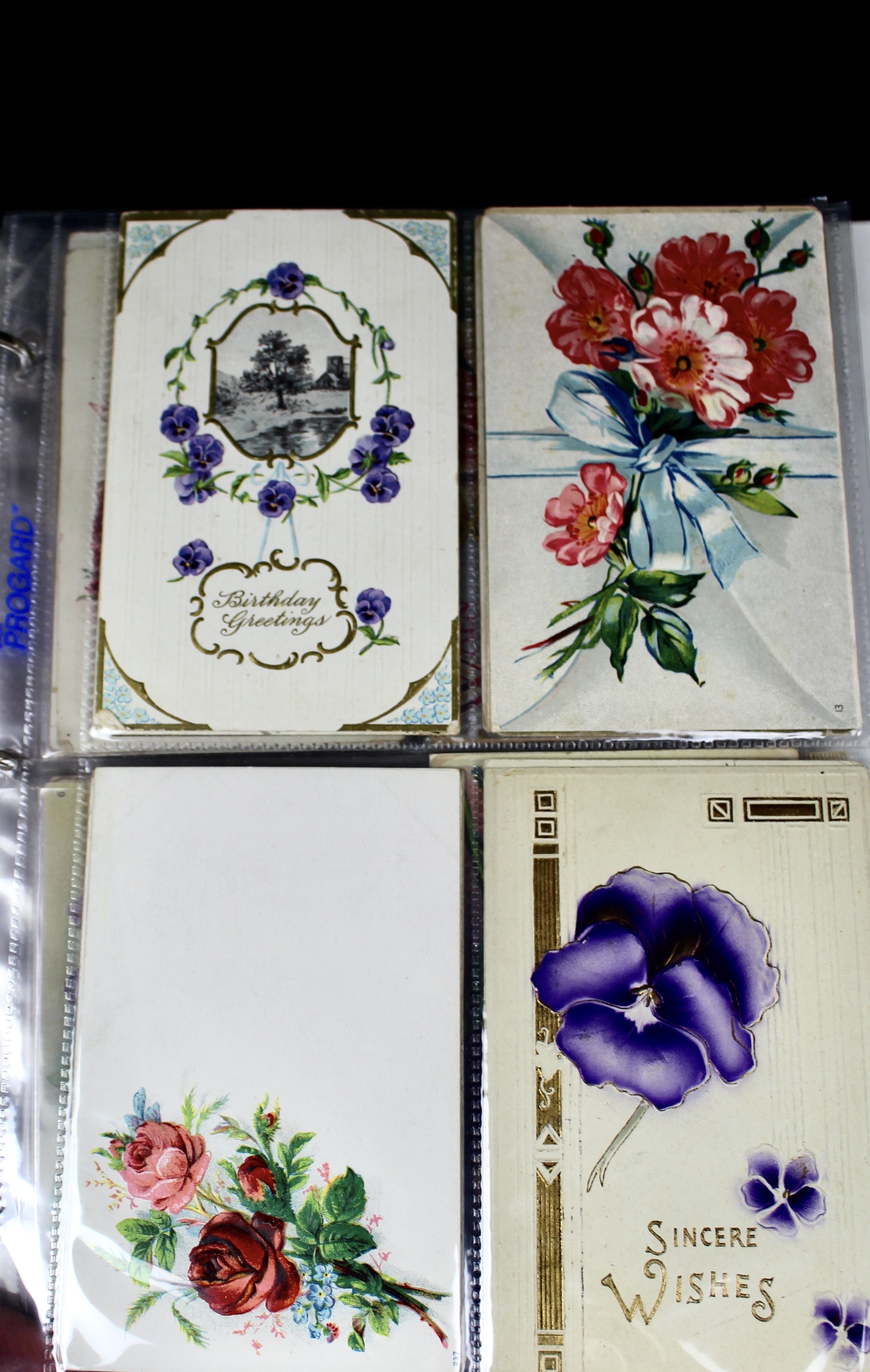 Album of 99 Embossed Floral-Themed Postcards, Early 1900s