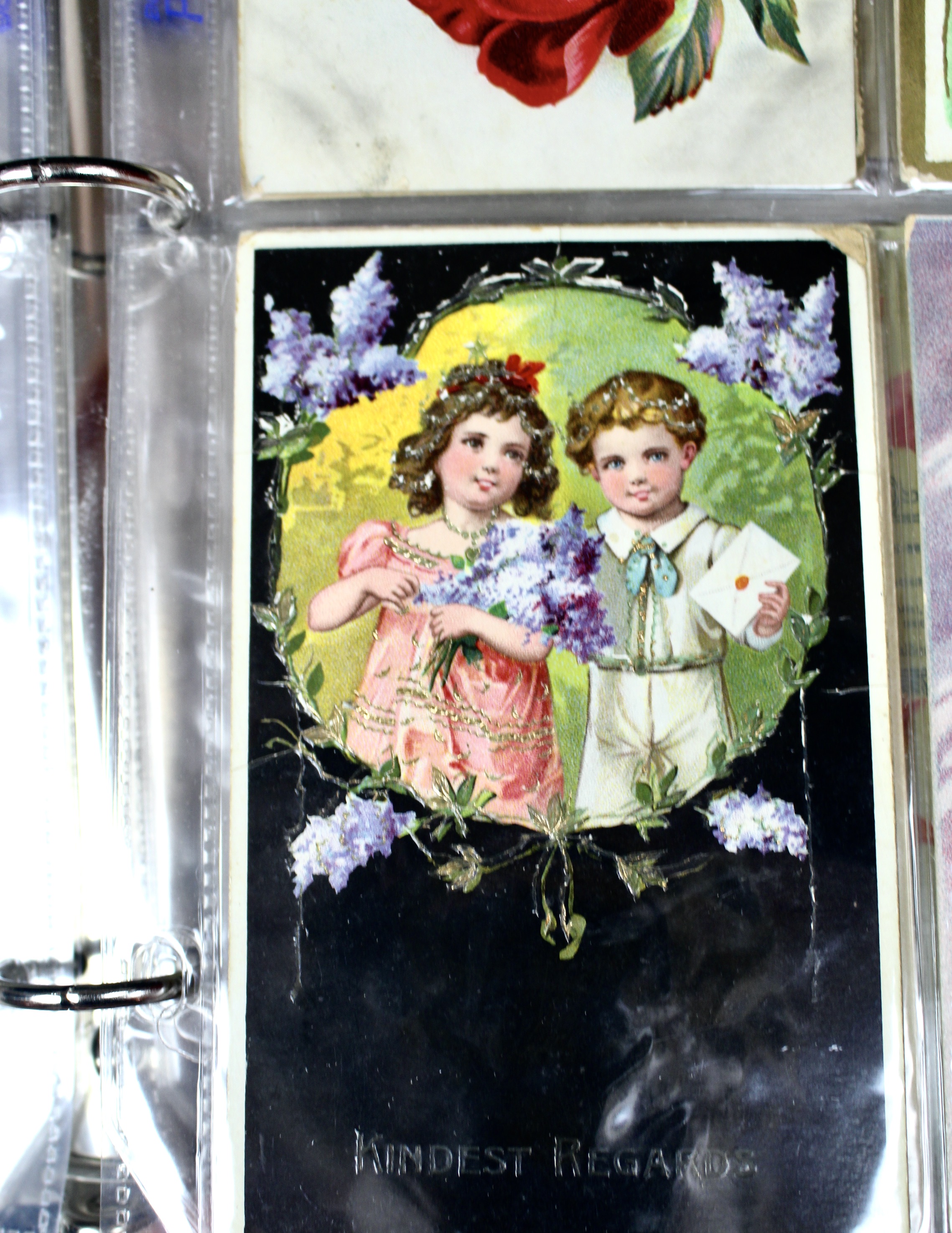 Album of 99 Embossed Floral-Themed Postcards, Early 1900s