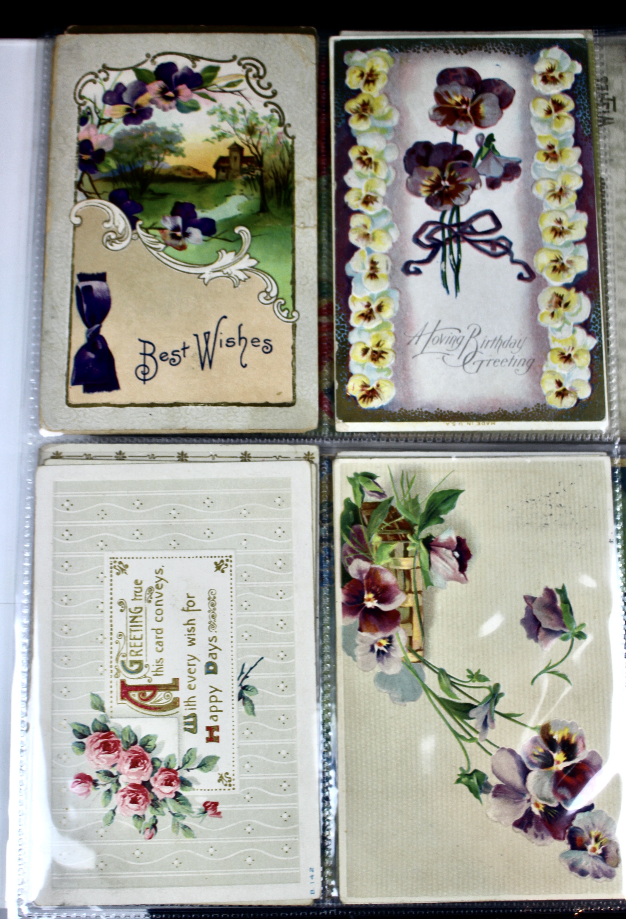 Album of 99 Embossed Floral-Themed Postcards, Early 1900s