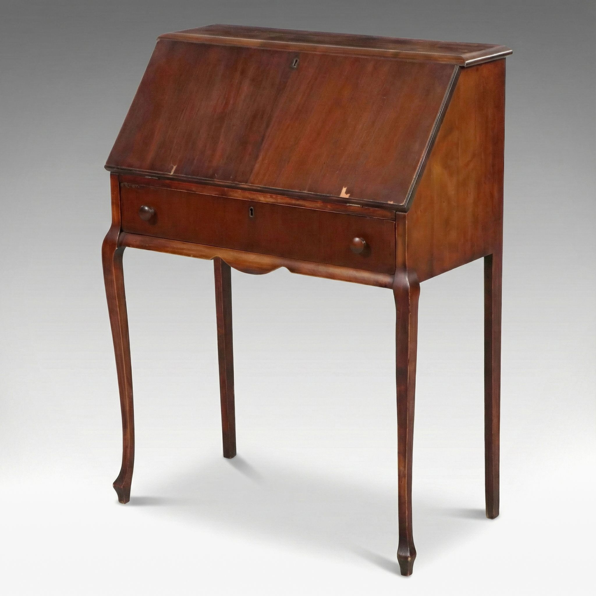 Queen Anne Style Mahogany Finish Drop-Front Desk, Early 20th Century