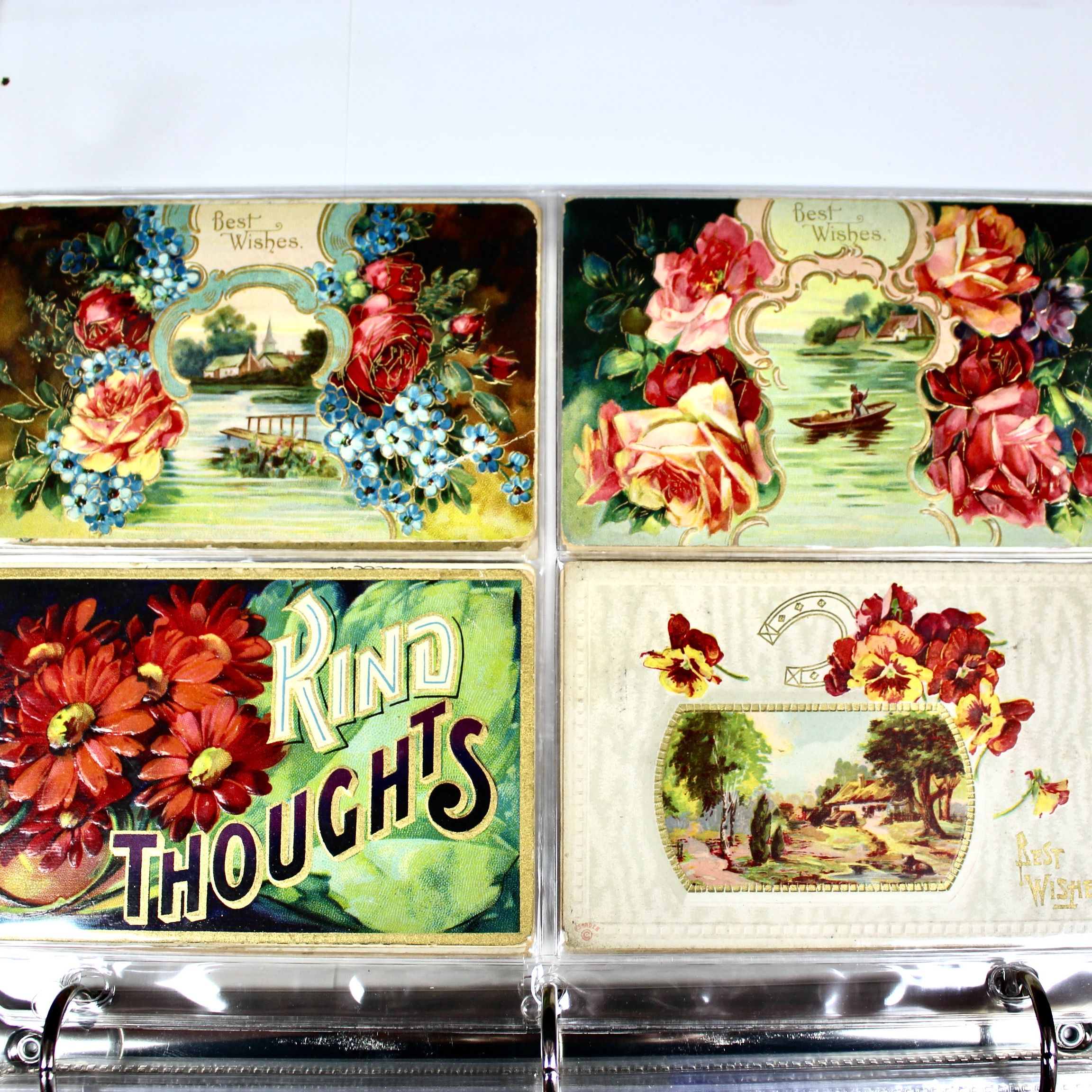 Album of 99 Embossed Floral-Themed Postcards, Early 1900s