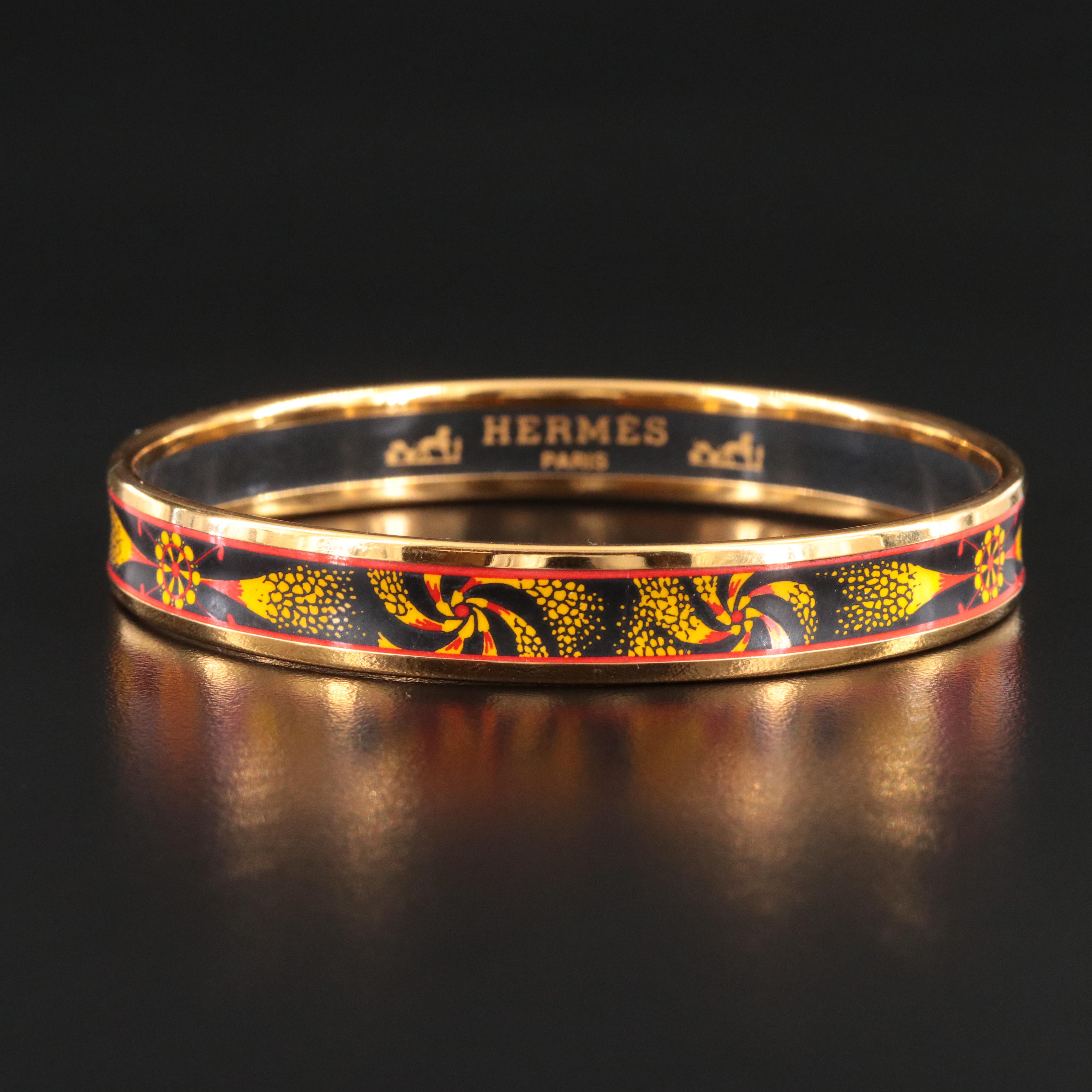 Hermès Graphic Swirl Enamel Bangle