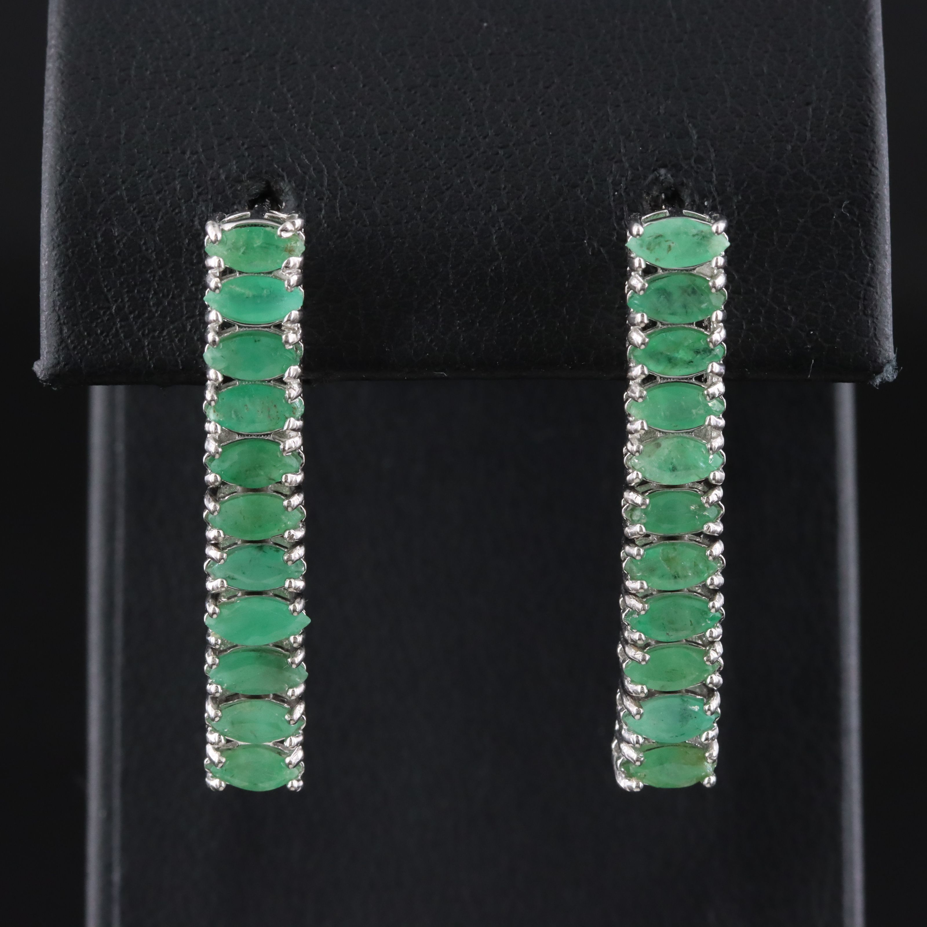 Sterling Emerald Drop Earrings