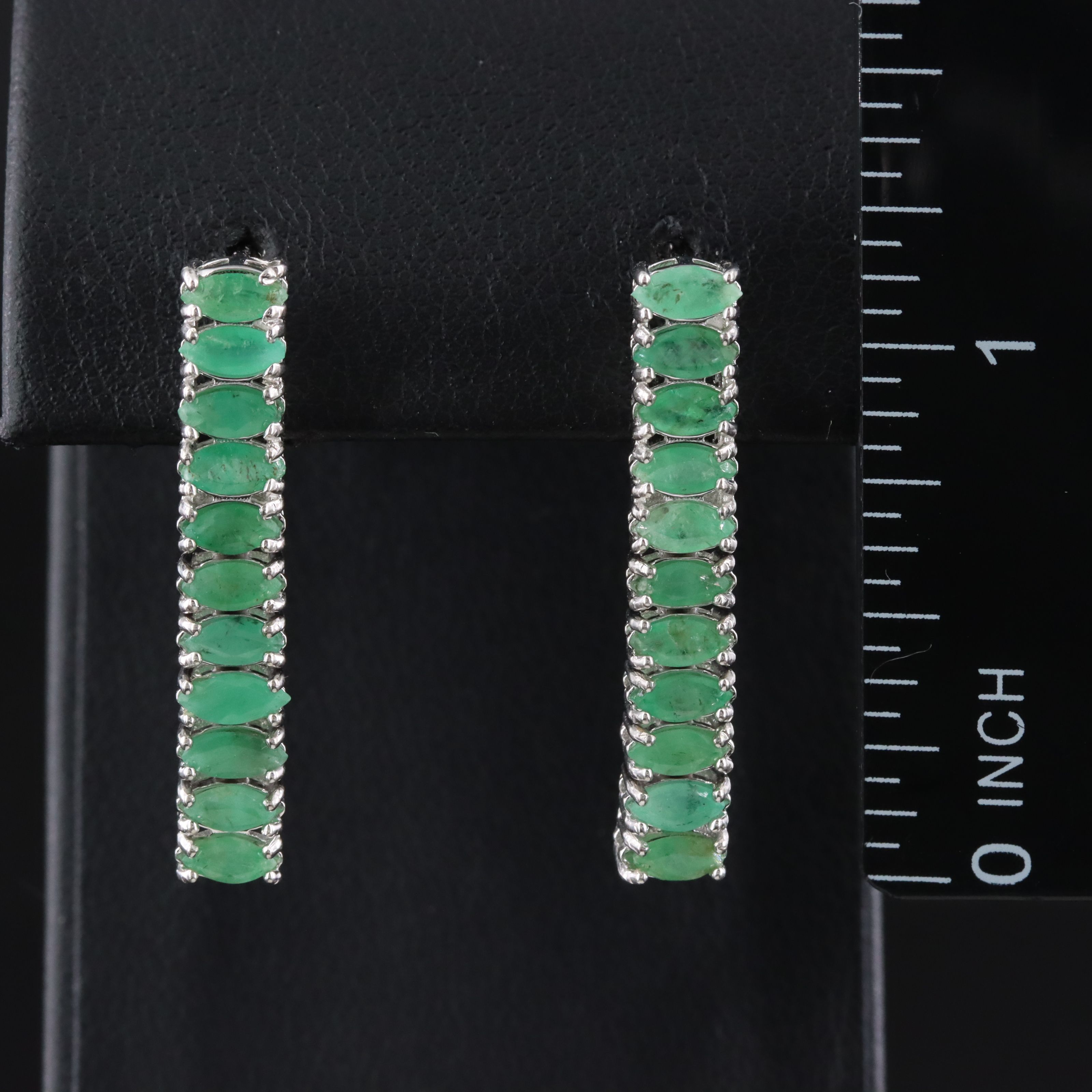 Sterling Emerald Drop Earrings