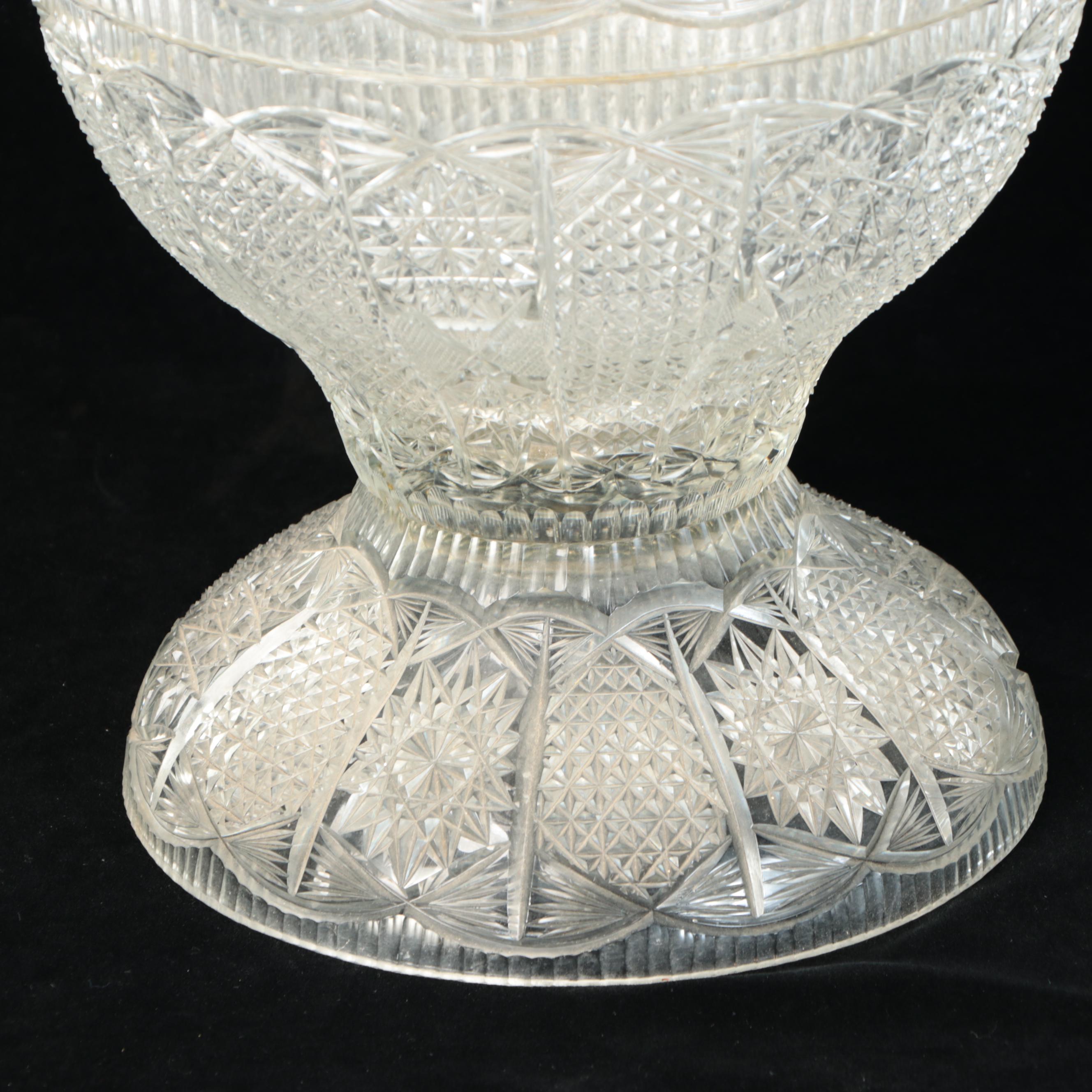 American Brilliant Cut Glass Russian Style Floor Vase, 20th Century
