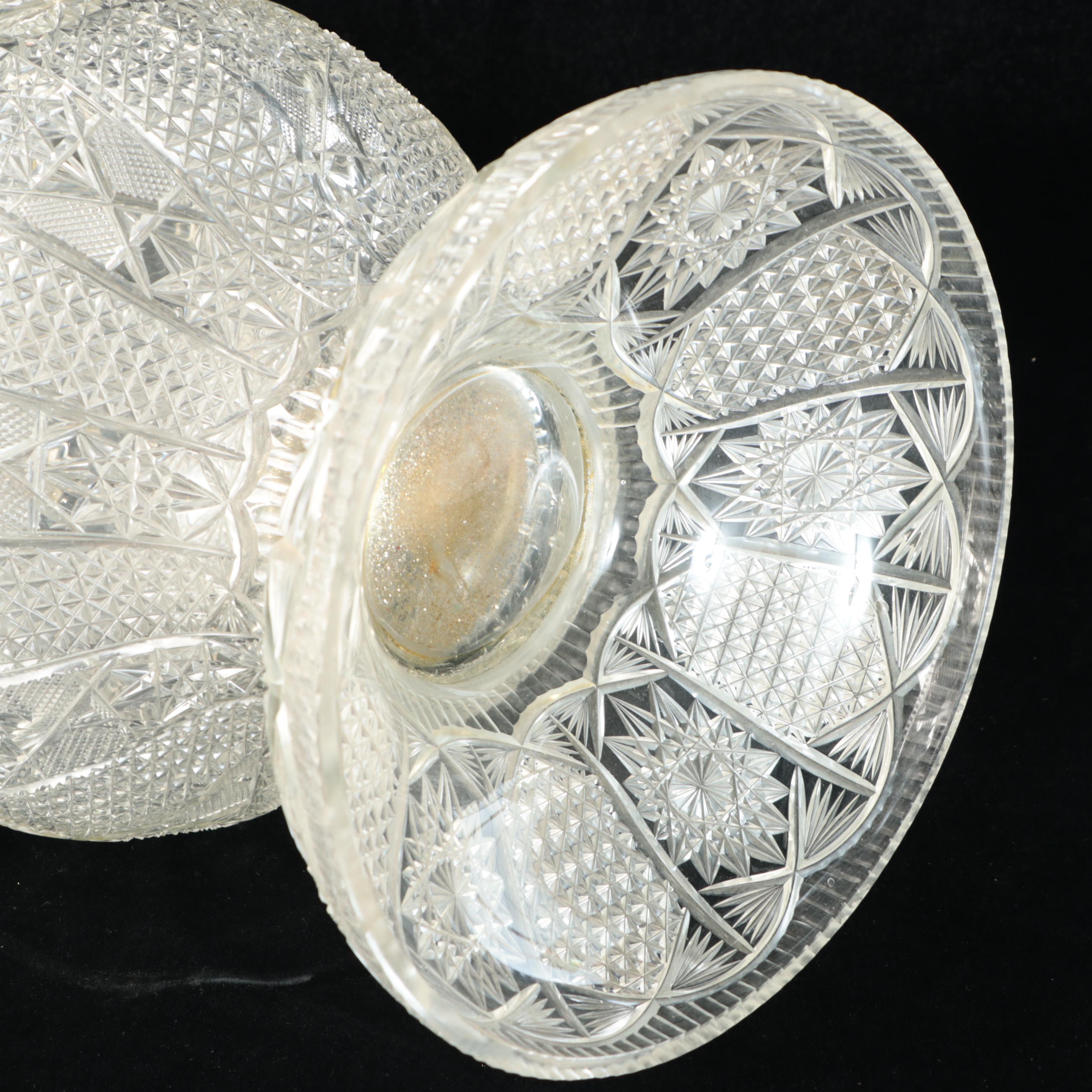 American Brilliant Cut Glass Russian Style Floor Vase, 20th Century