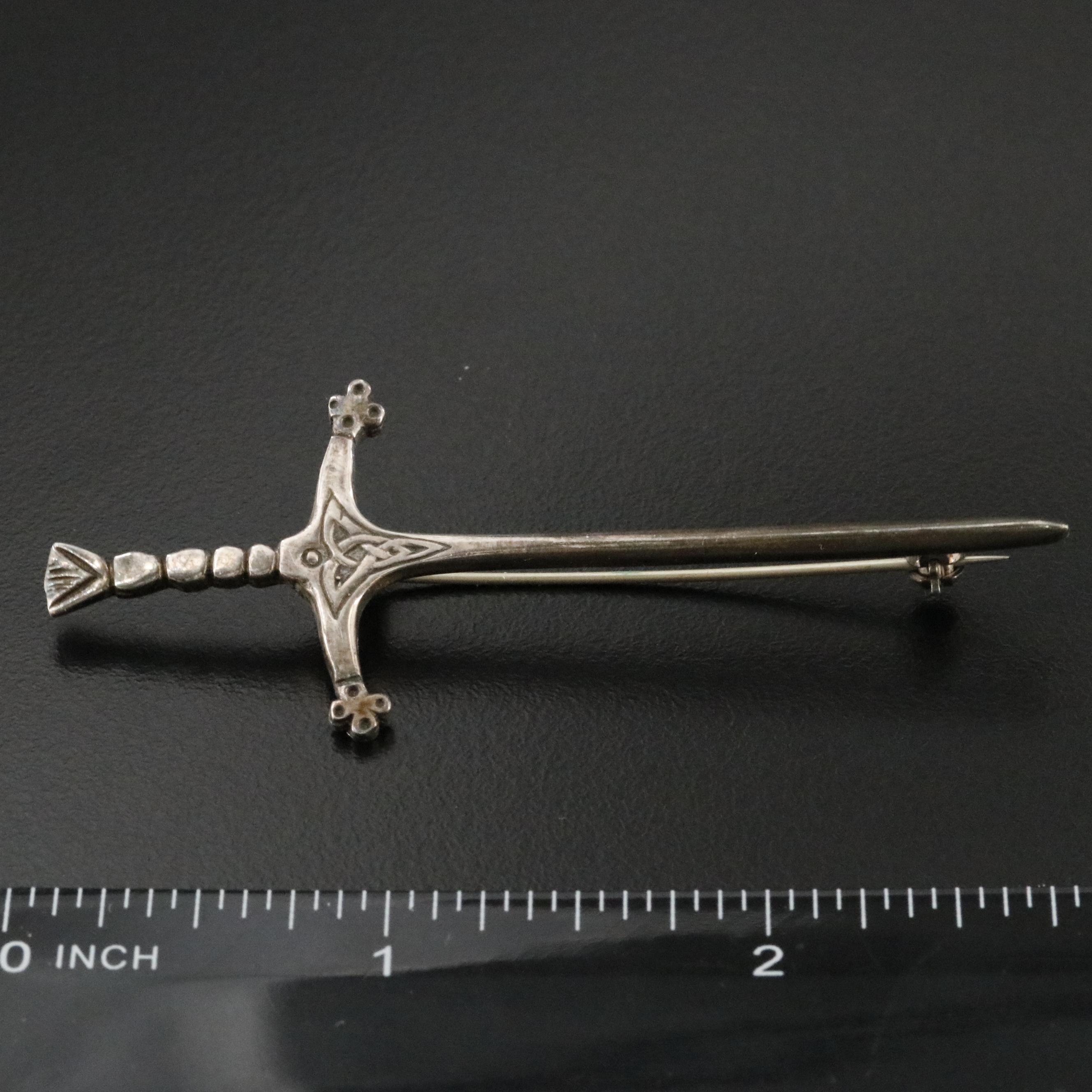 Vintage British Sterling Celtic Sword Brooch