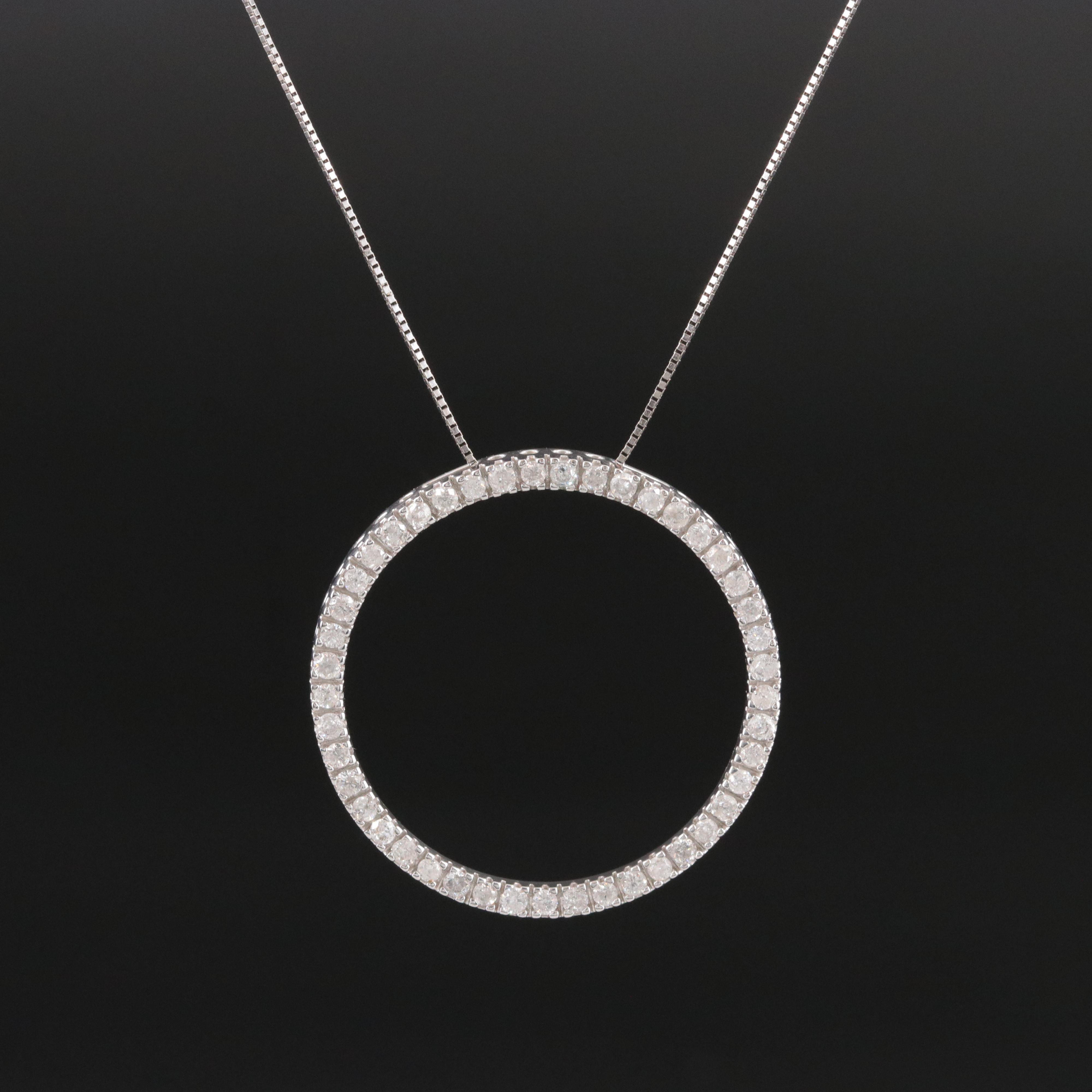 14K 0.77 CTW Diamond Eternity Pendant Necklace