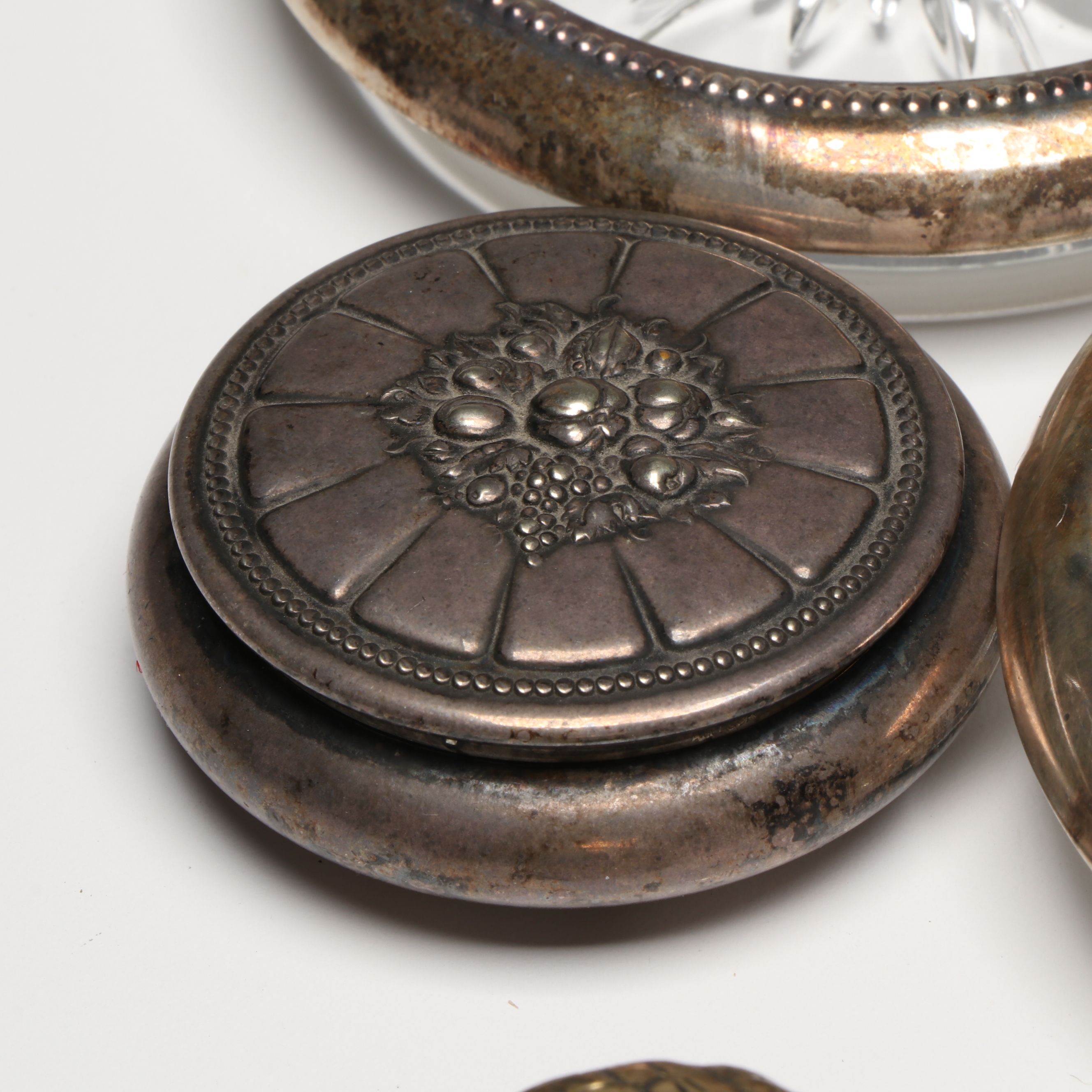 Gorham Sterling Silver Shakers and Bowl with Other Metal and Glass Tableware