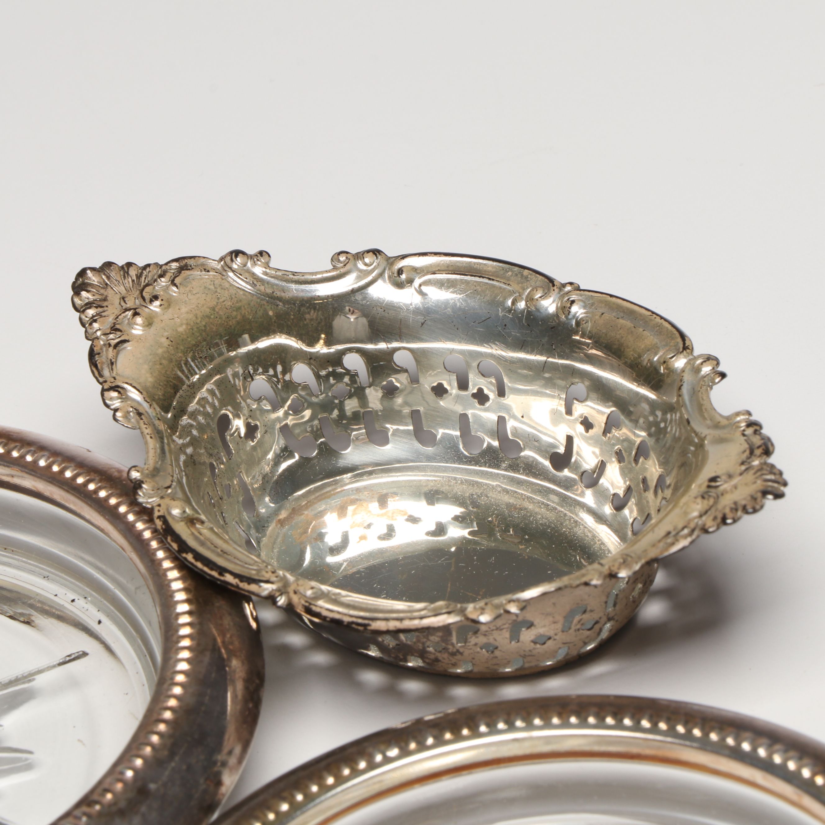 Gorham Sterling Silver Shakers and Bowl with Other Metal and Glass Tableware