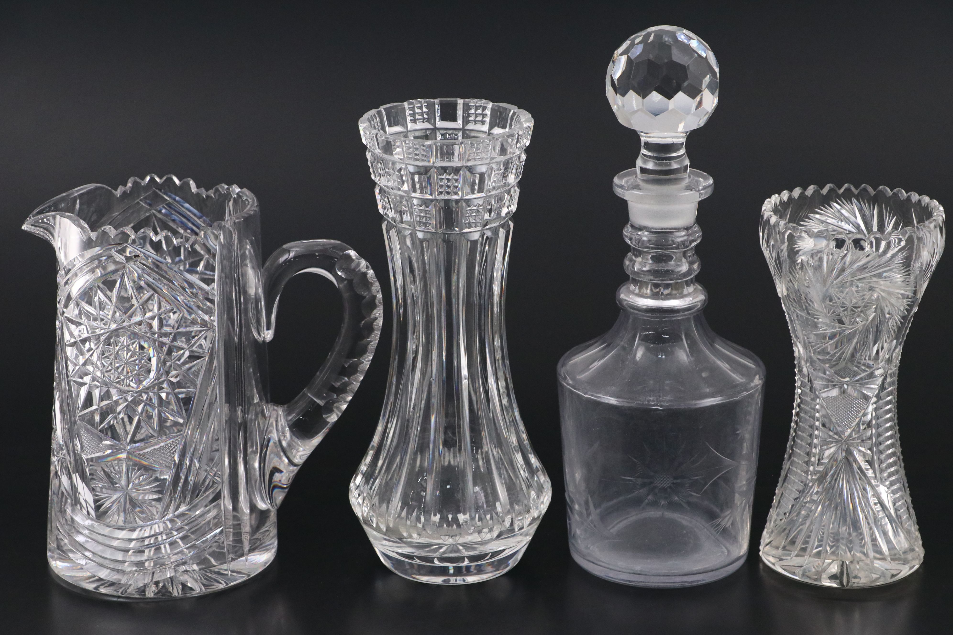 Teleflora Embossed Swan Crystal Bowl with Other Crystal Vases and Serverware