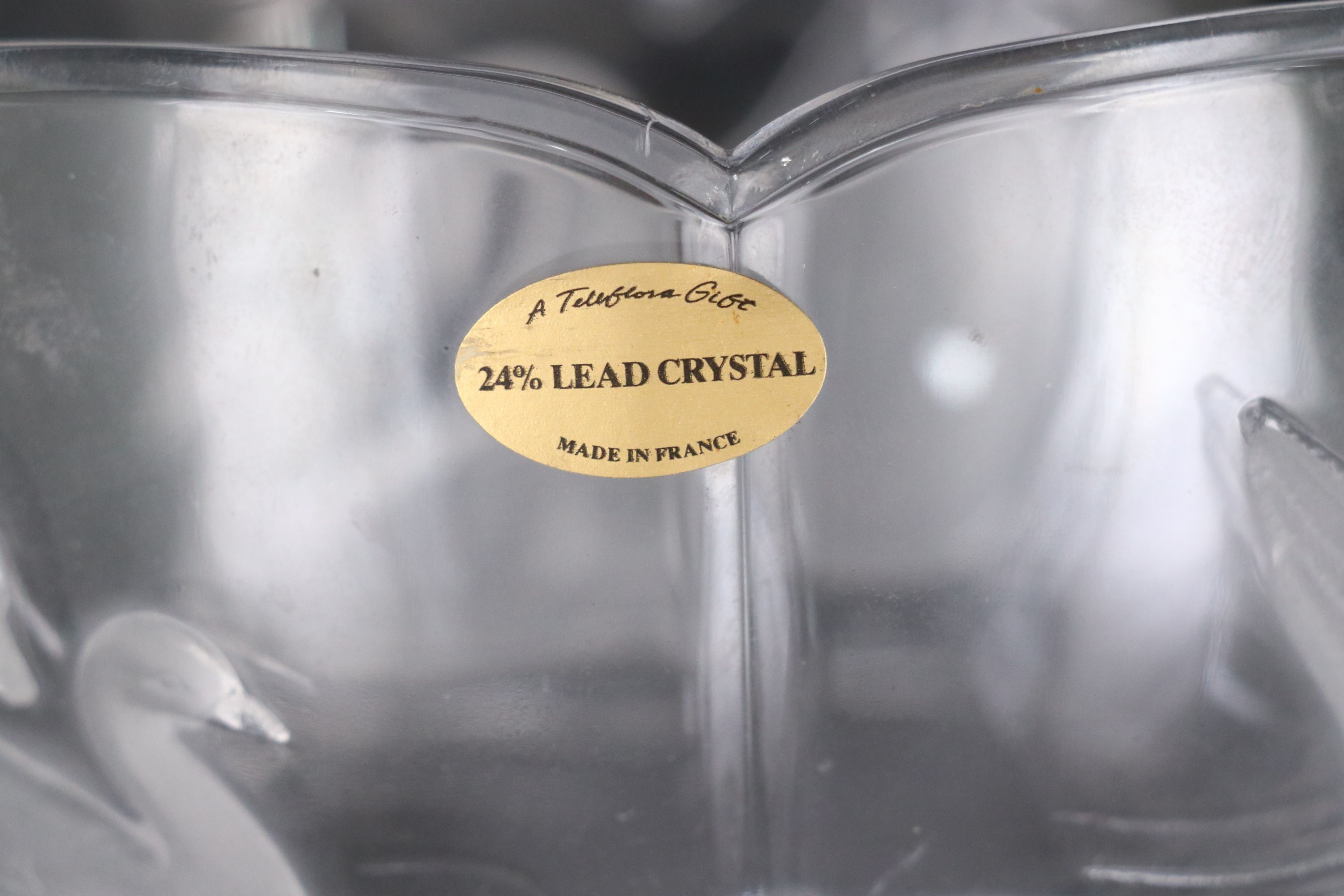 Teleflora Embossed Swan Crystal Bowl with Other Crystal Vases and Serverware