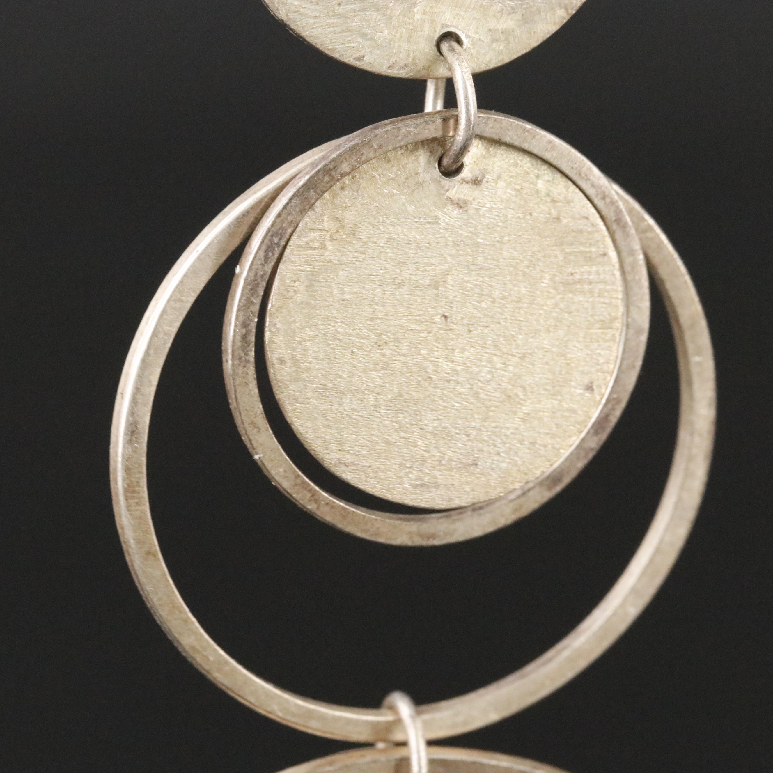 Mexican Sterling Concentric Drop Earrings