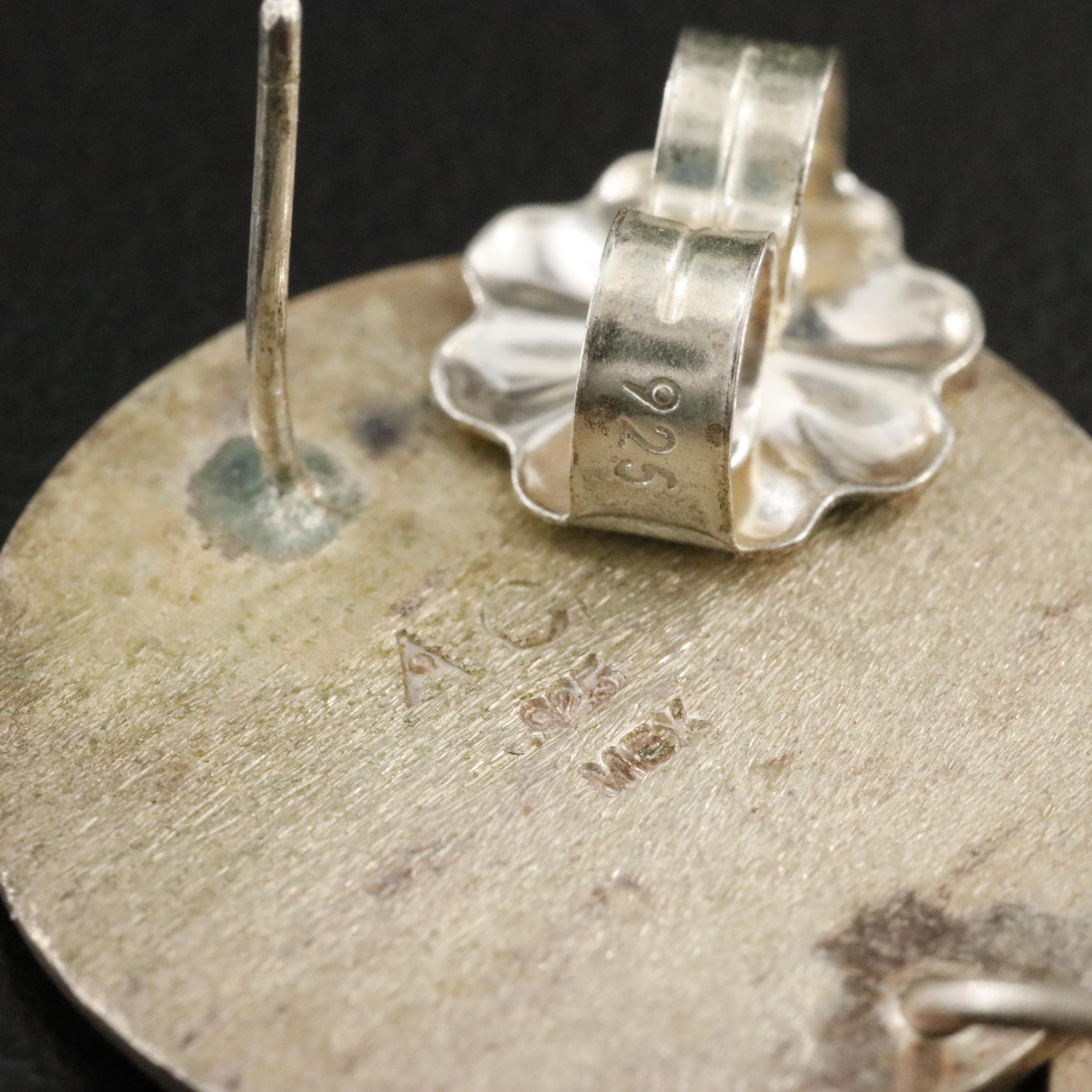 Mexican Sterling Concentric Drop Earrings