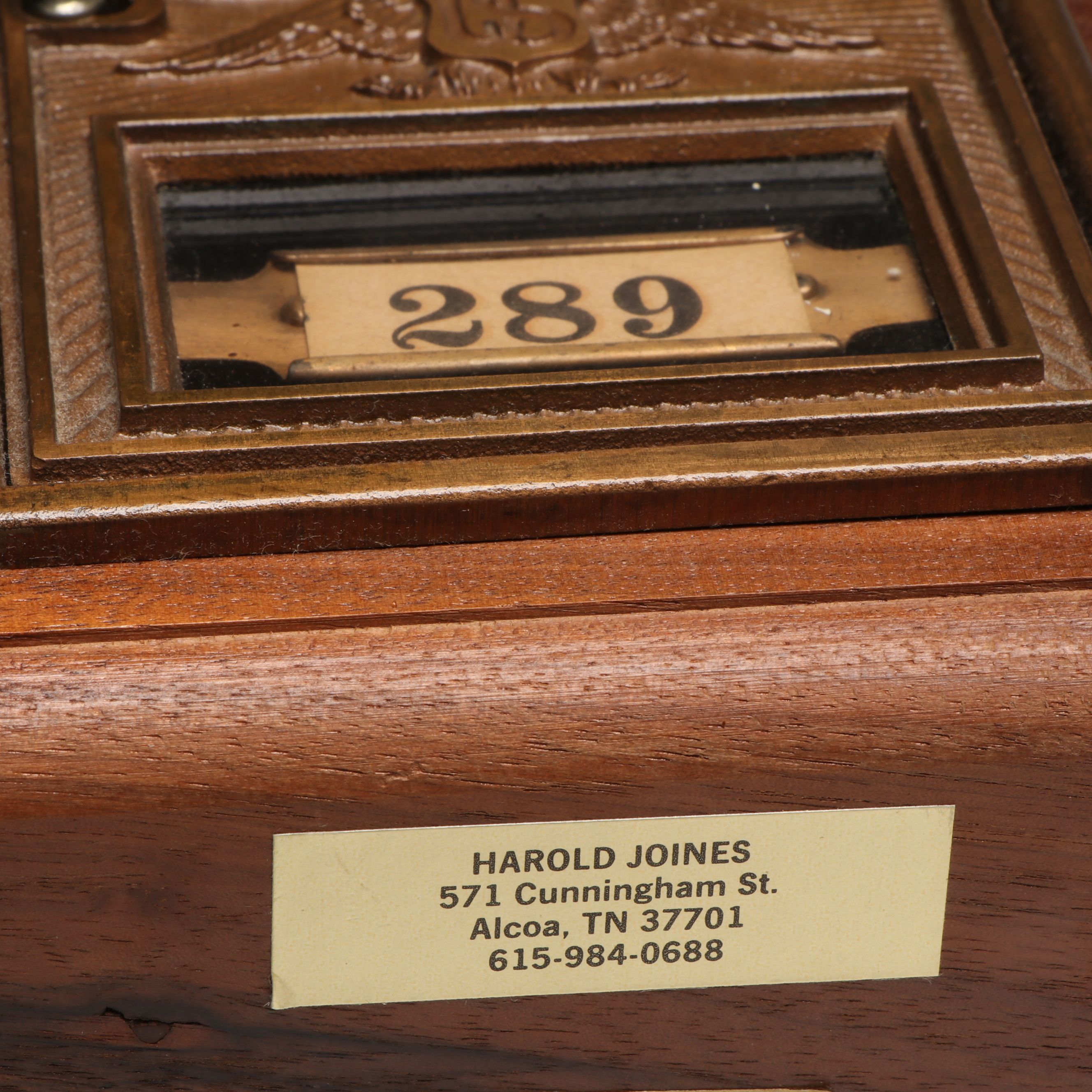 Mergard's Bowling Trophy, Post Office Lock Box Door and Other Containers