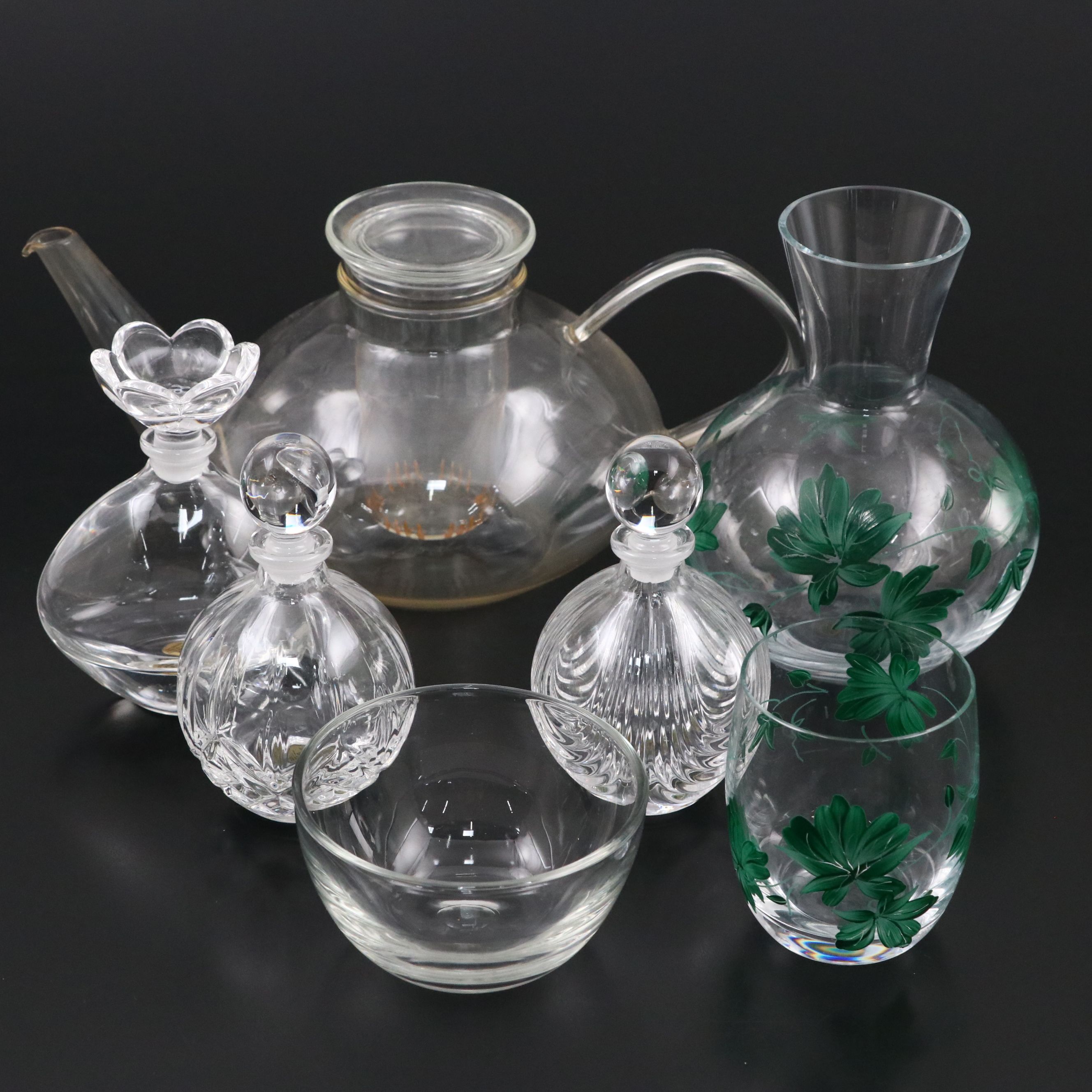 Royal Crystal Rock Crystal Cruets with Other Glass Serverware