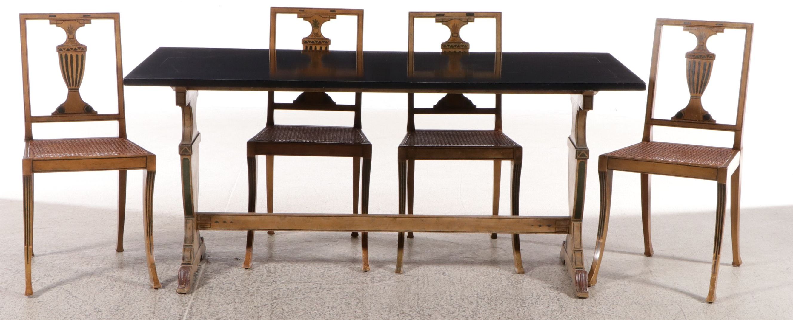 Five-Piece Bittners Adams Style Paint-Decorated Dining Set