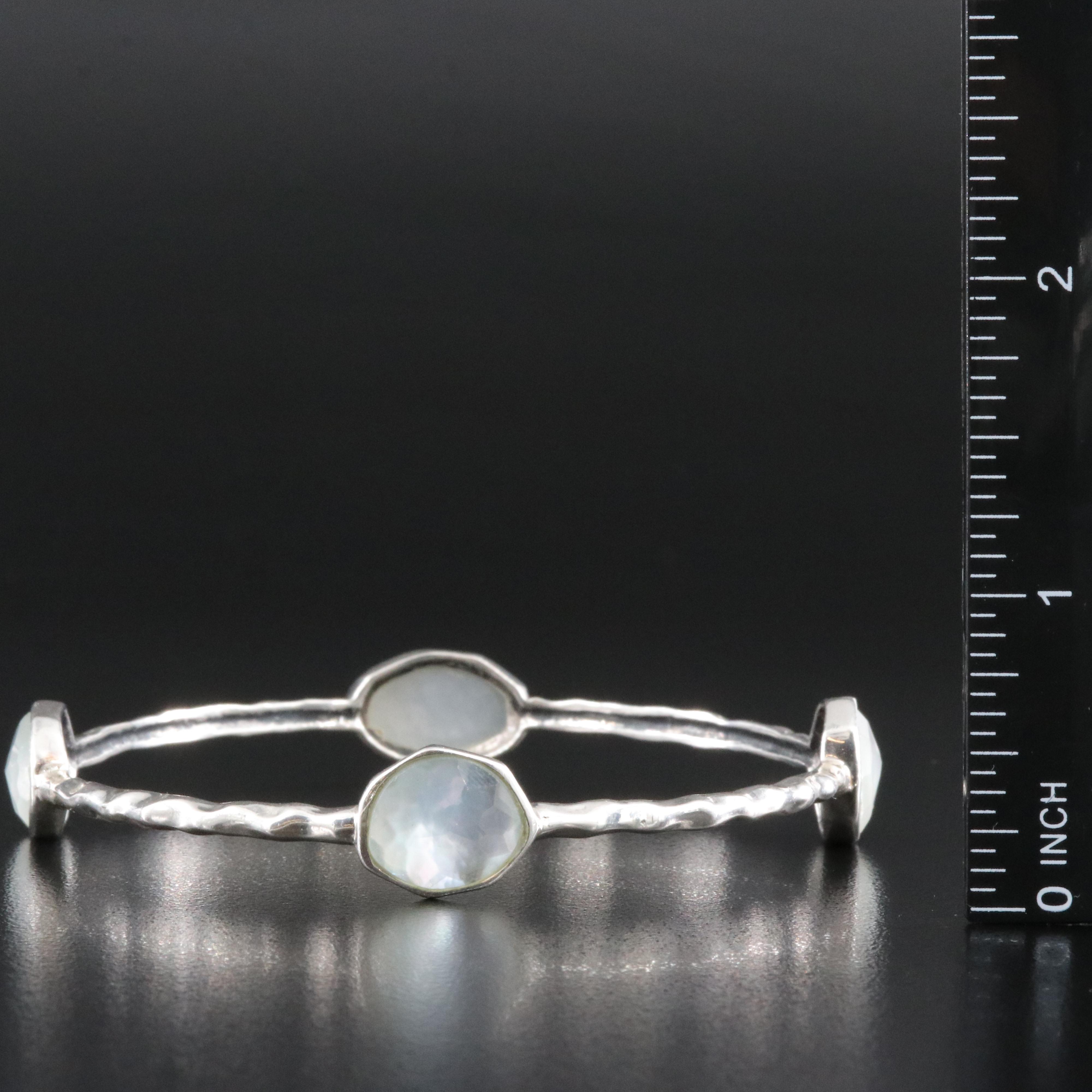 Silpada and Mexican Sterling Bangle Bracelets Including Mother-of-Pearl Doublet