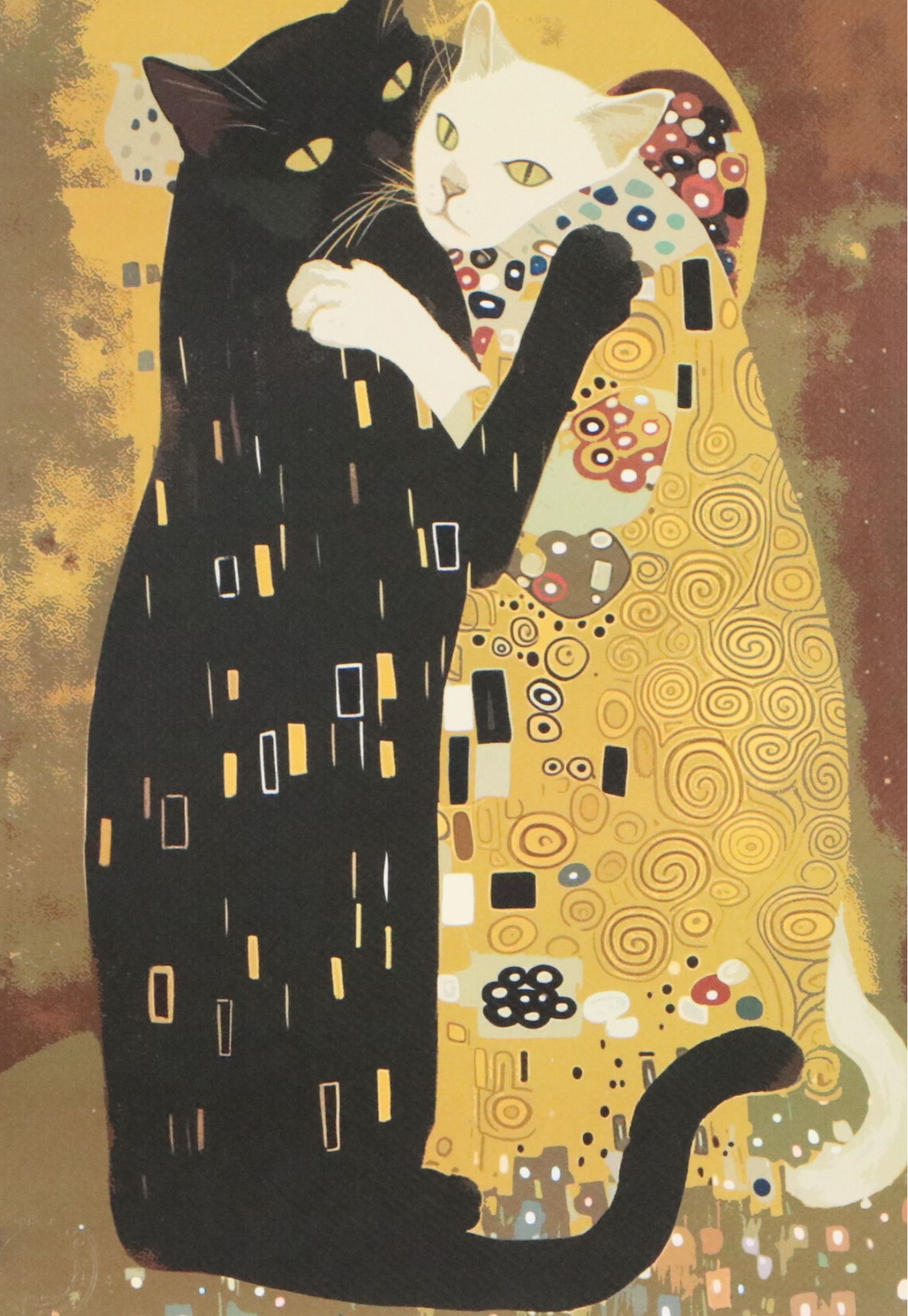 Death NYC Pop Art Digital Print of Cats After Klimt "The Kiss," 2024