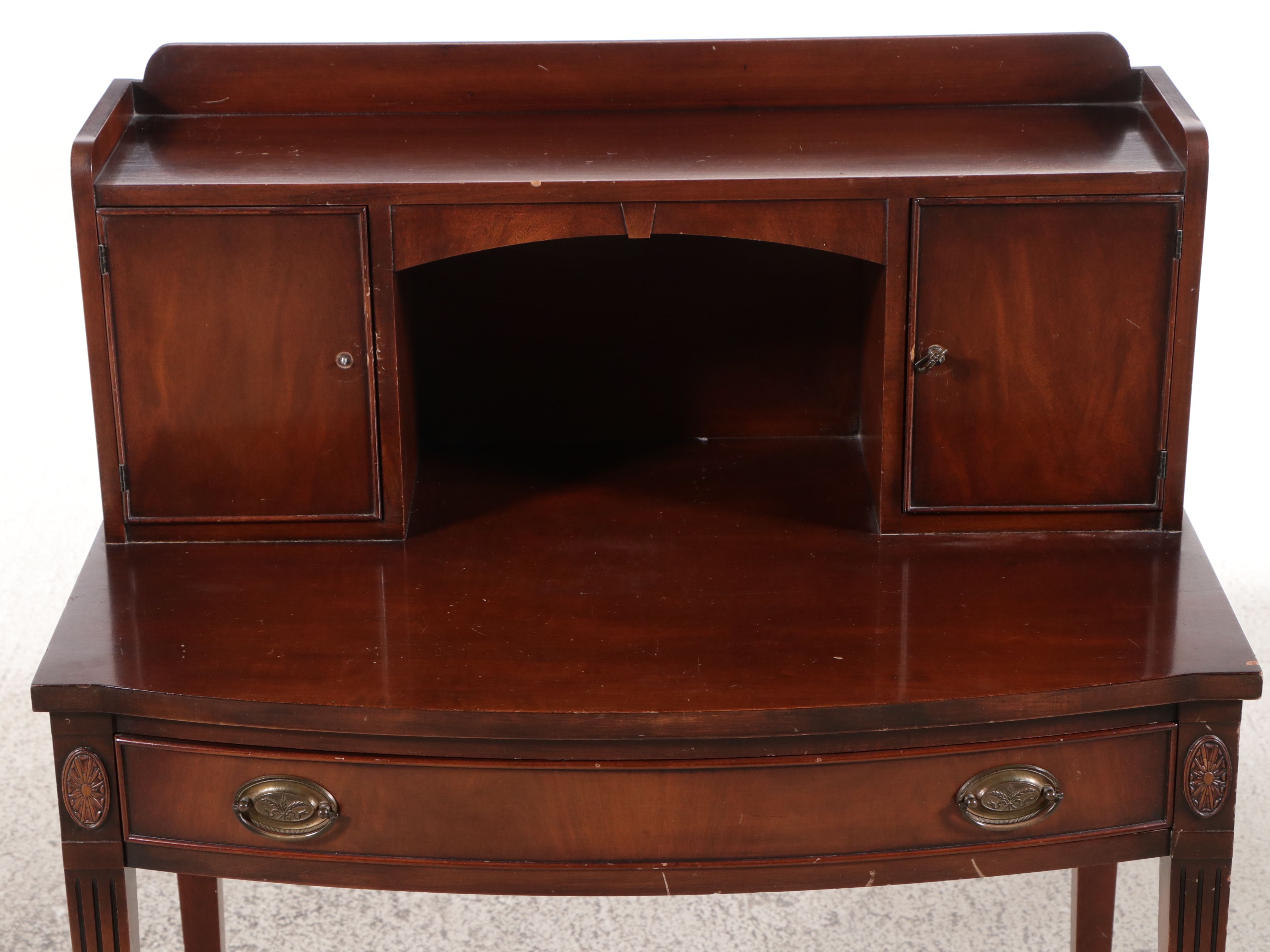 Federal Revival Mahogany Lady's Writing Desk with Cabinet Top