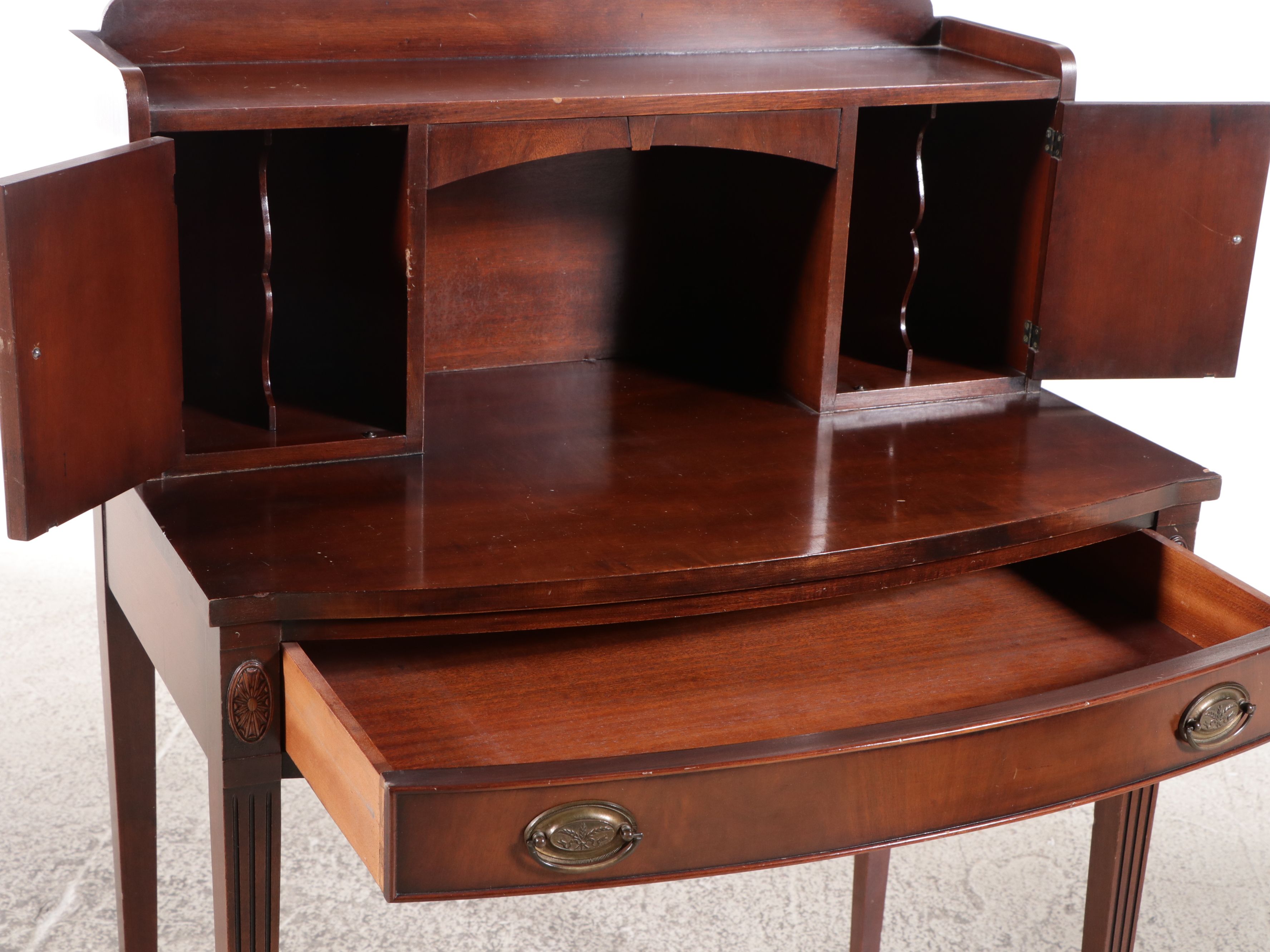 Federal Revival Mahogany Lady's Writing Desk with Cabinet Top
