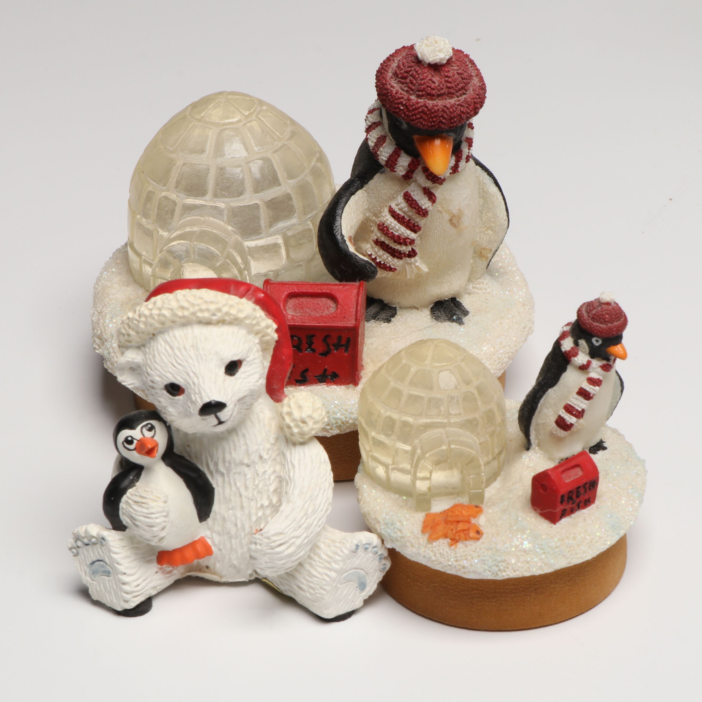 D&V Co. Talking Penguin Chatterbox Radio with Candle Toppers, More Penguin Décor