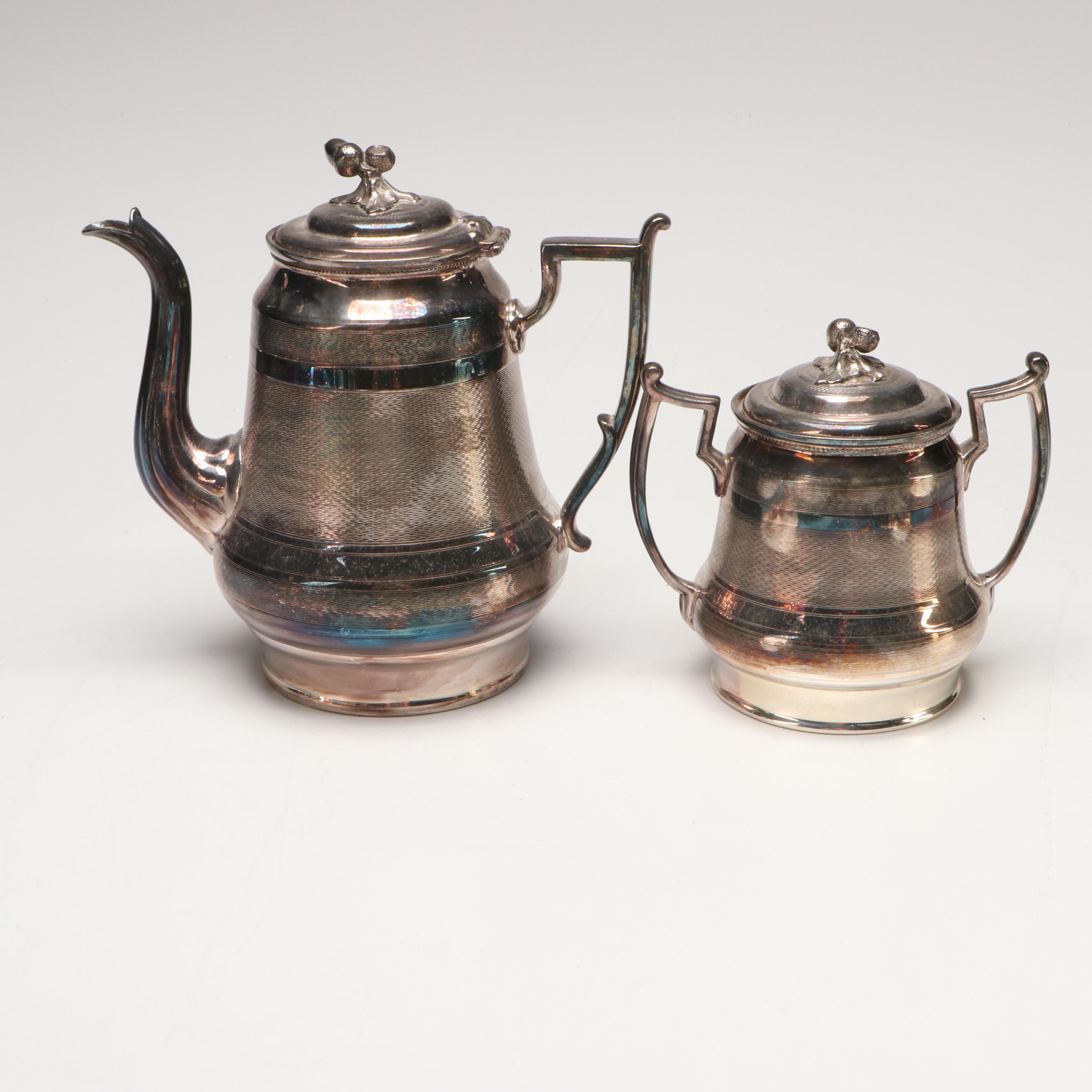 Victorian Style Monogrammed Silver Plate Teaware