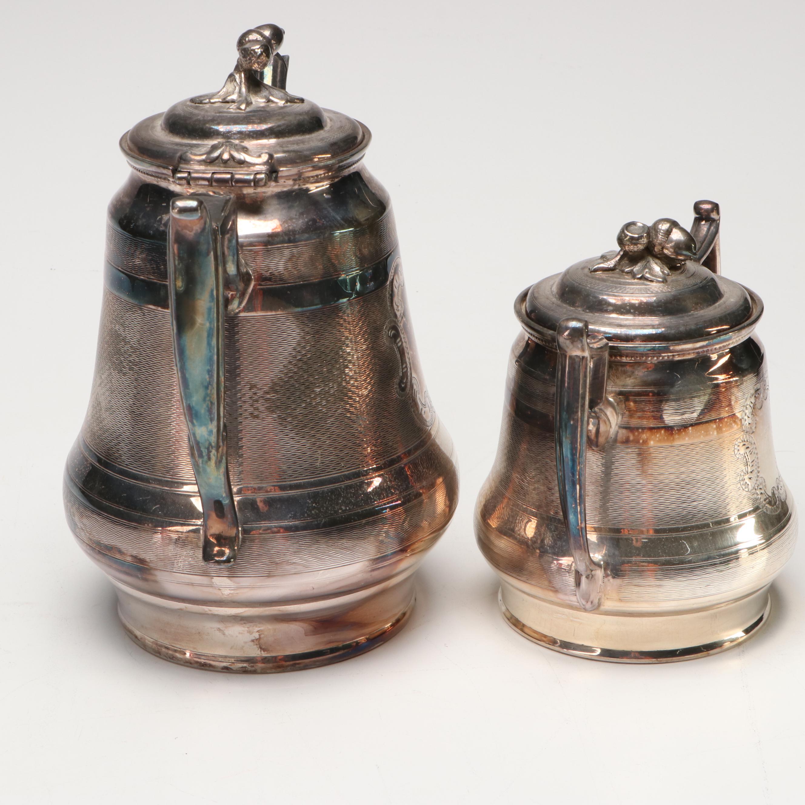 Victorian Style Monogrammed Silver Plate Teaware