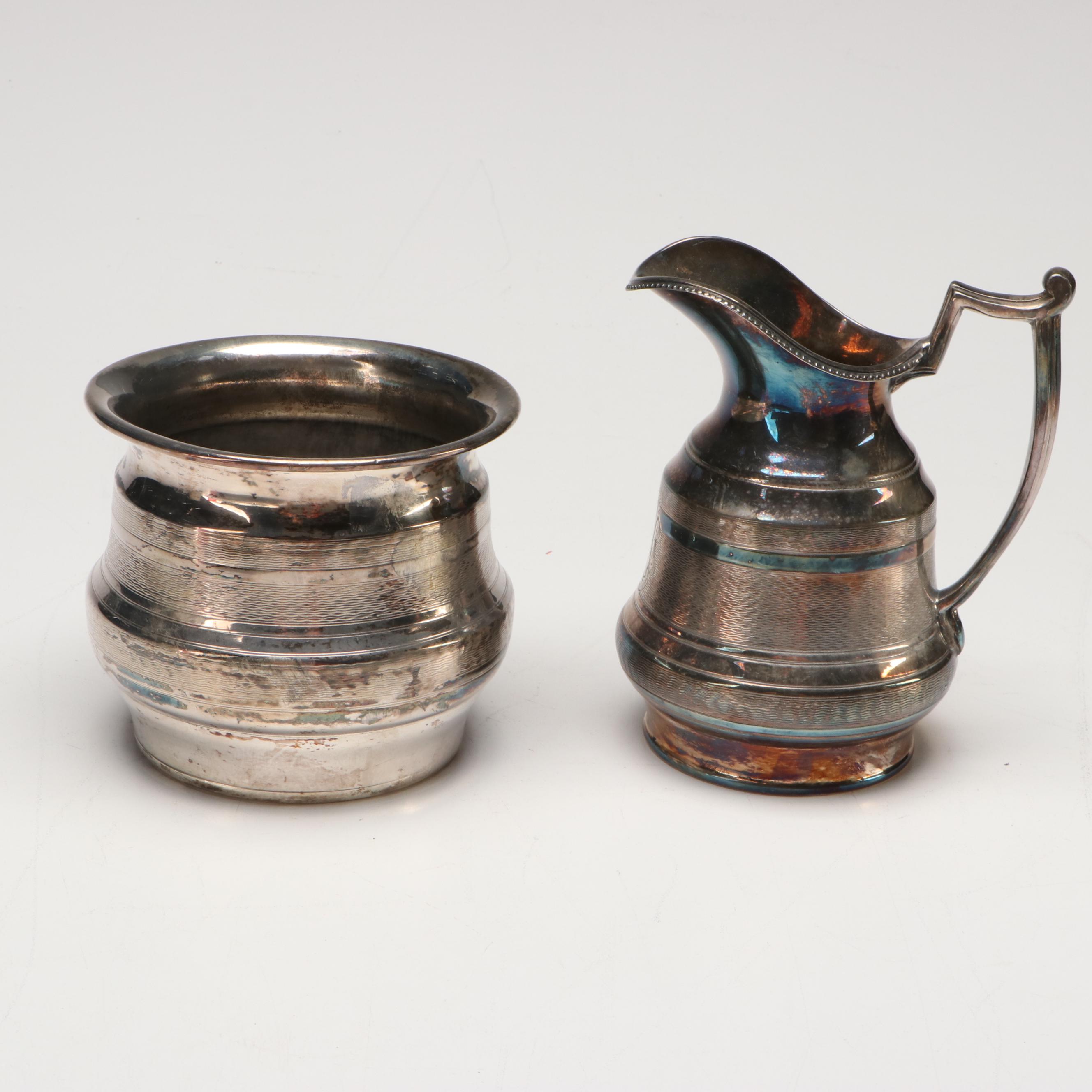 Victorian Style Monogrammed Silver Plate Teaware