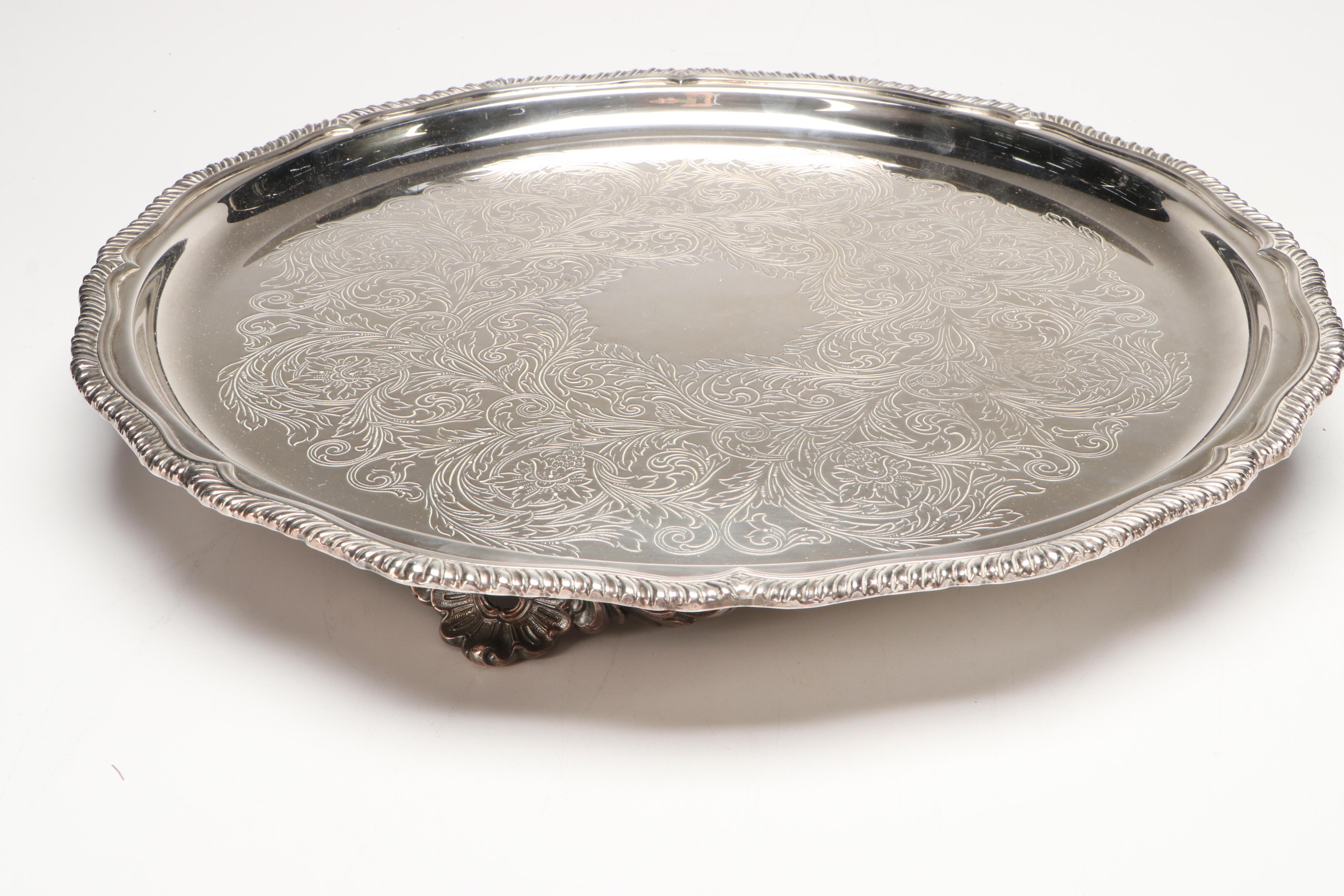Victorian Style Monogrammed Silver Plate Teaware