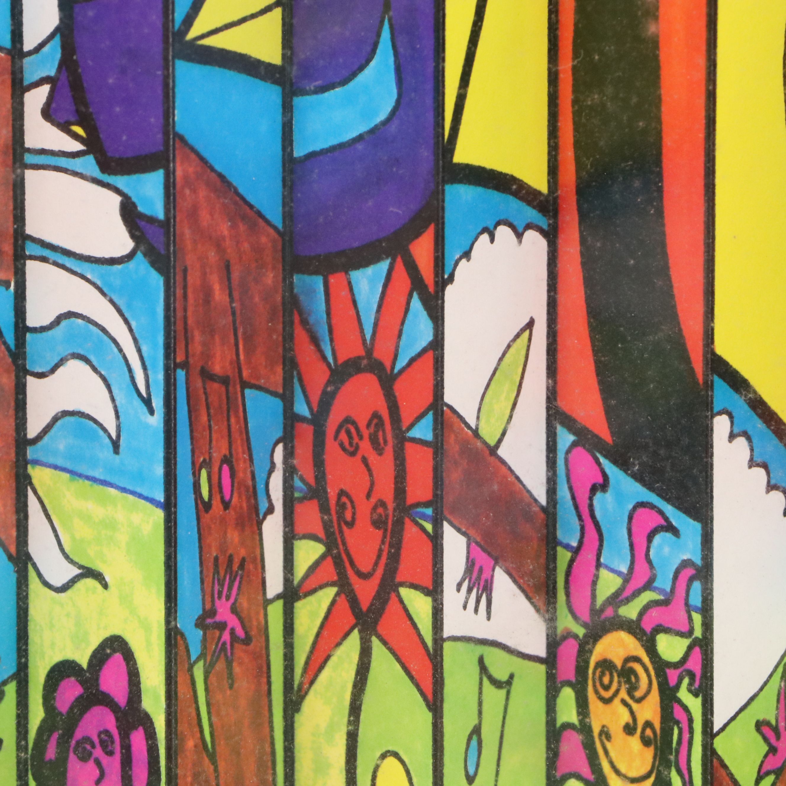 Accordion-Folded Digital Print of Naïve Style Nature Scenes, 21st Century