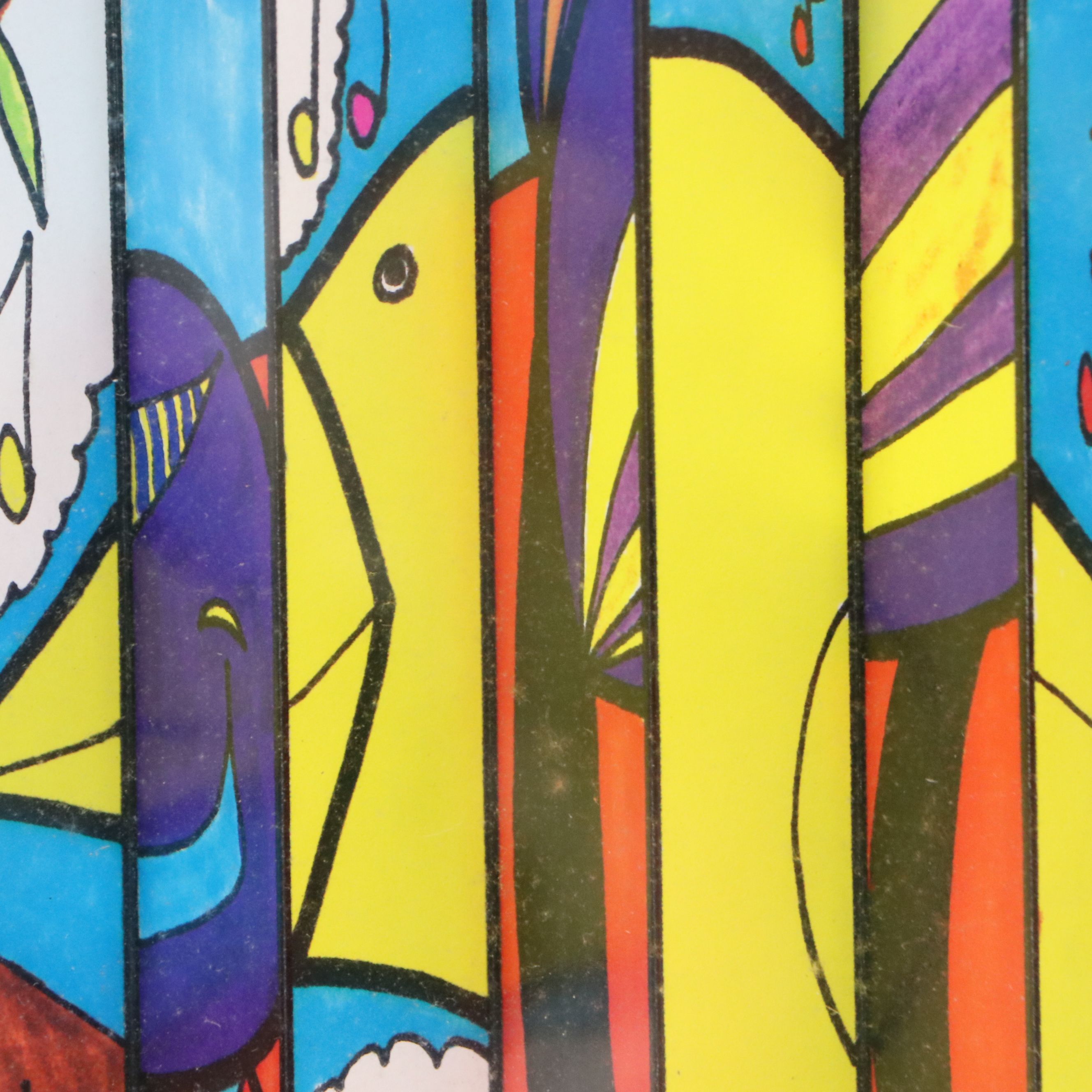 Accordion-Folded Digital Print of Naïve Style Nature Scenes, 21st Century