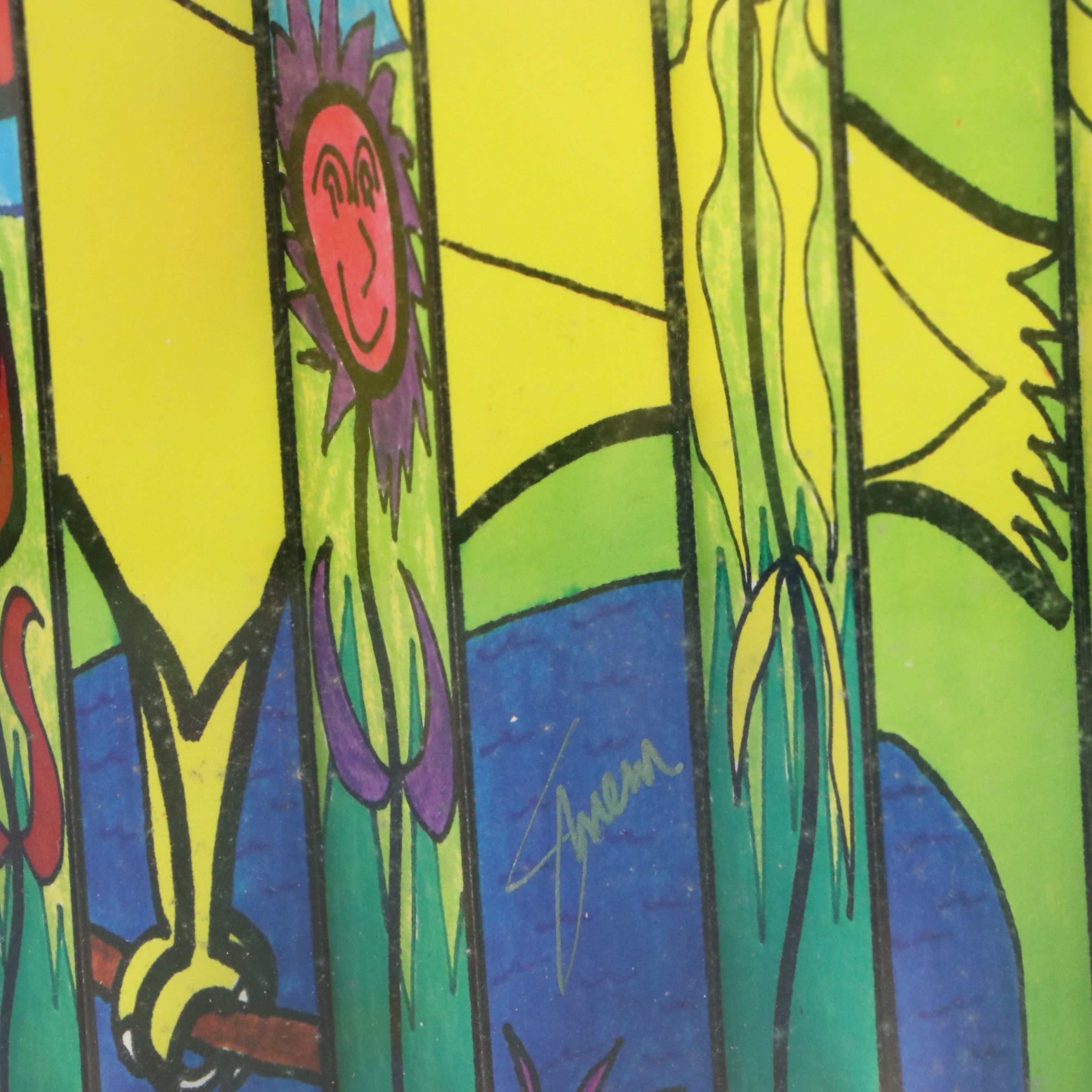 Accordion-Folded Digital Print of Naïve Style Nature Scenes, 21st Century