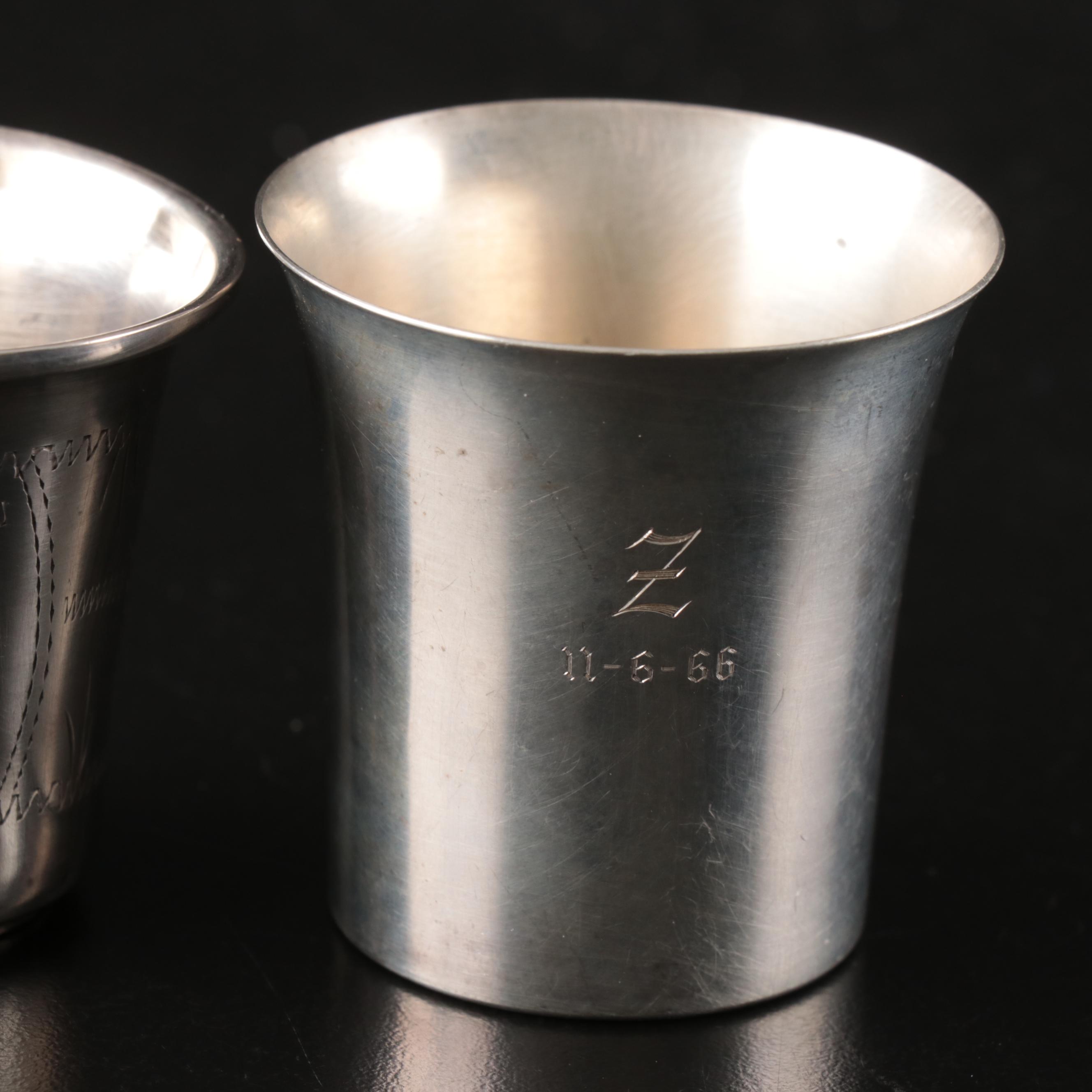 Austro-Hungarian 750 Silver with Other Engraved Sterling Kiddush Cups