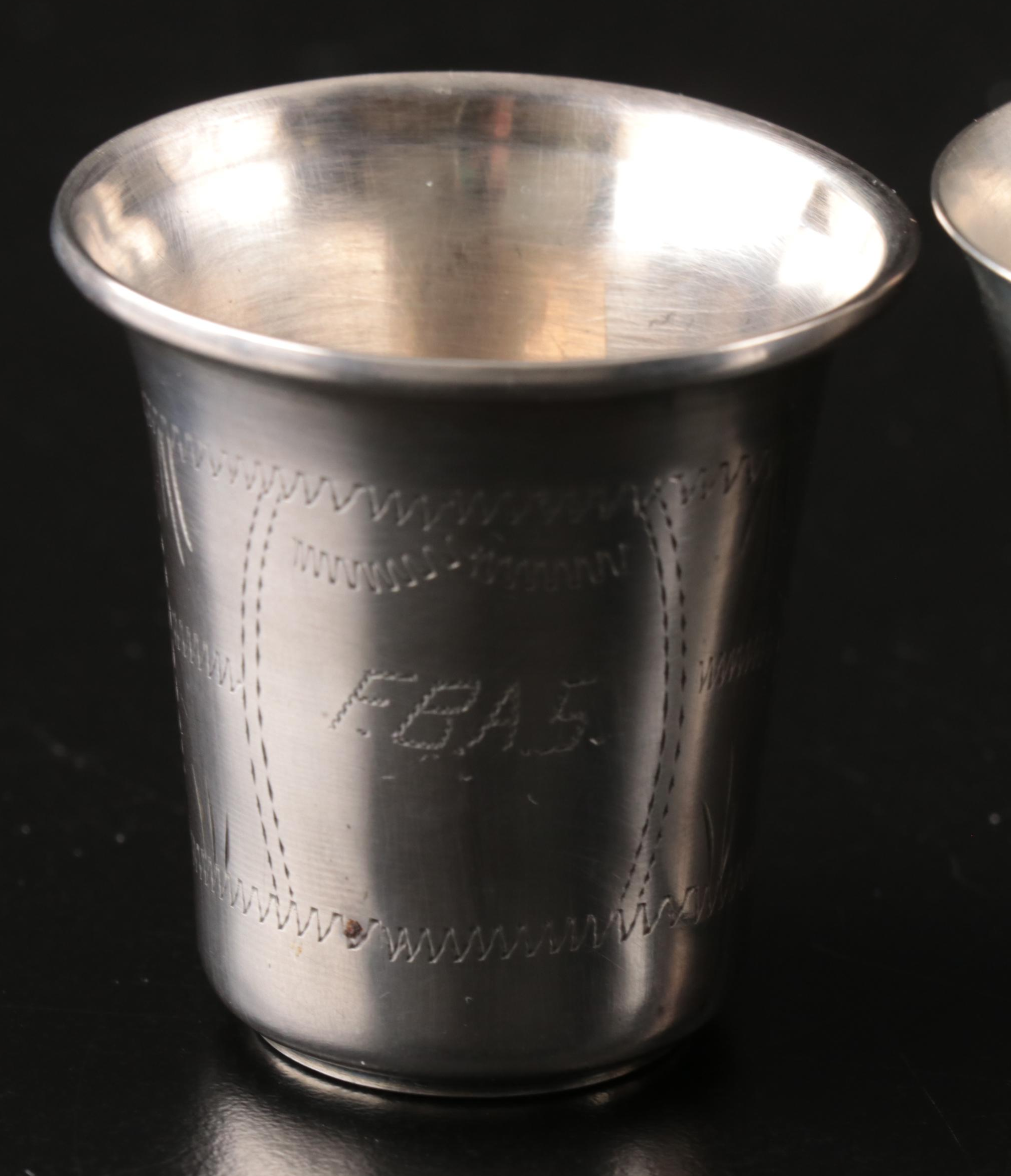 Austro-Hungarian 750 Silver with Other Engraved Sterling Kiddush Cups