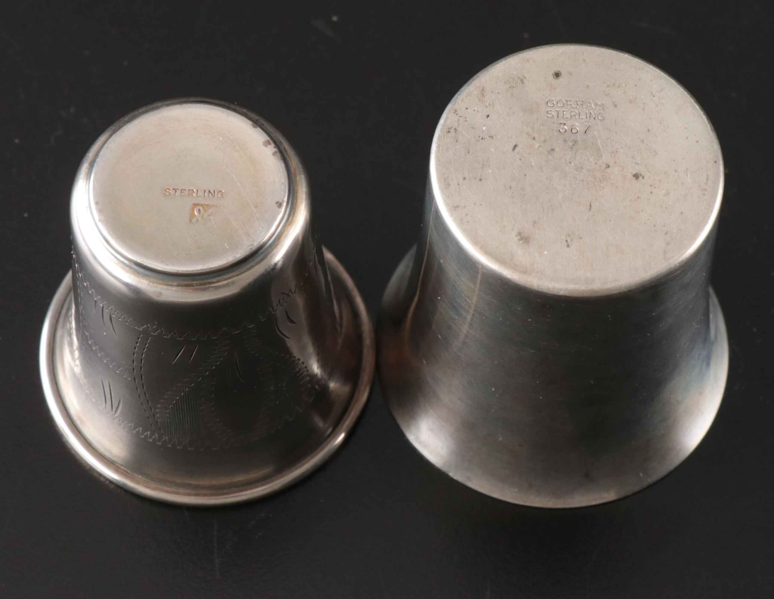 Austro-Hungarian 750 Silver with Other Engraved Sterling Kiddush Cups