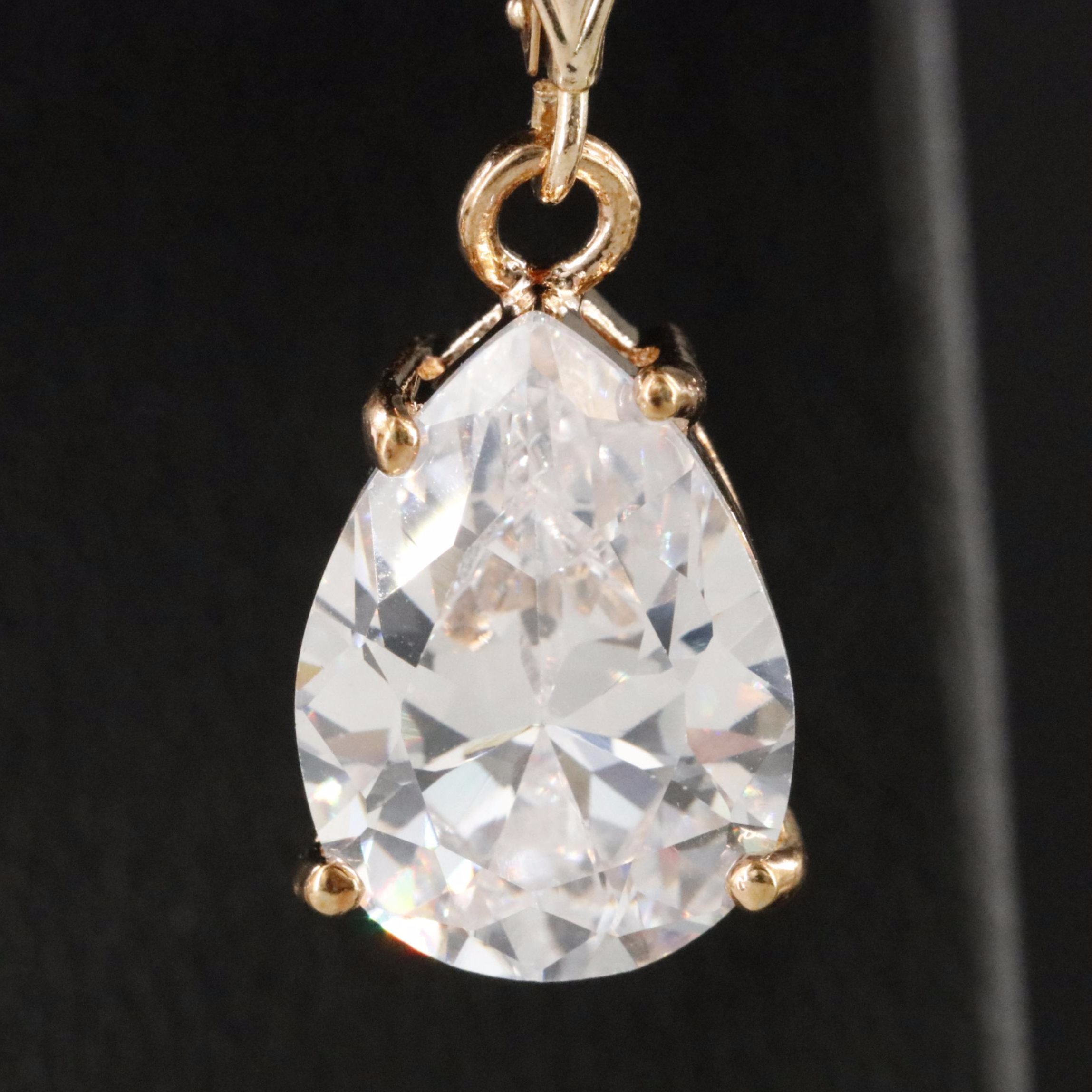 14K CZ Drop Earrings