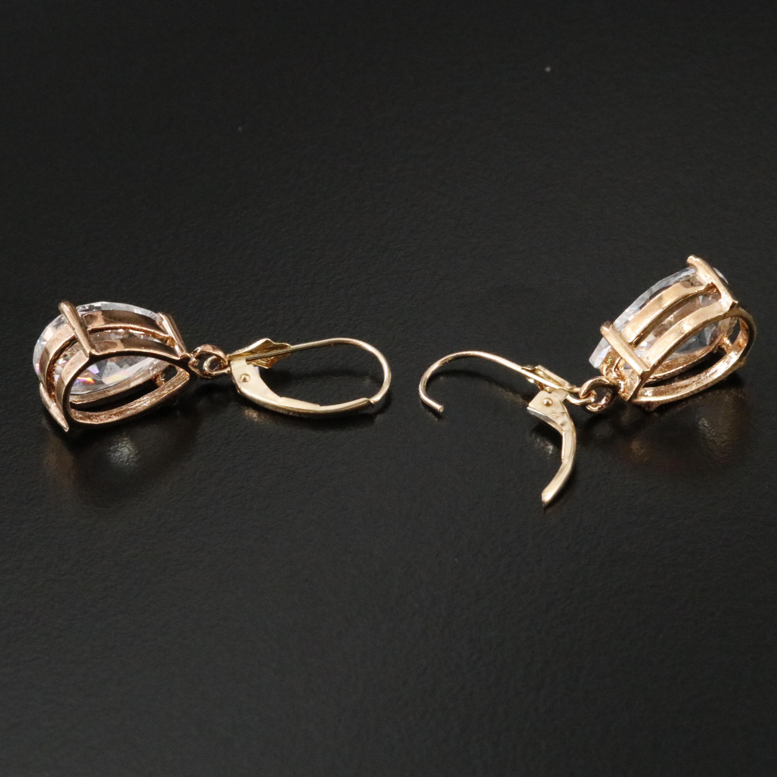 14K CZ Drop Earrings