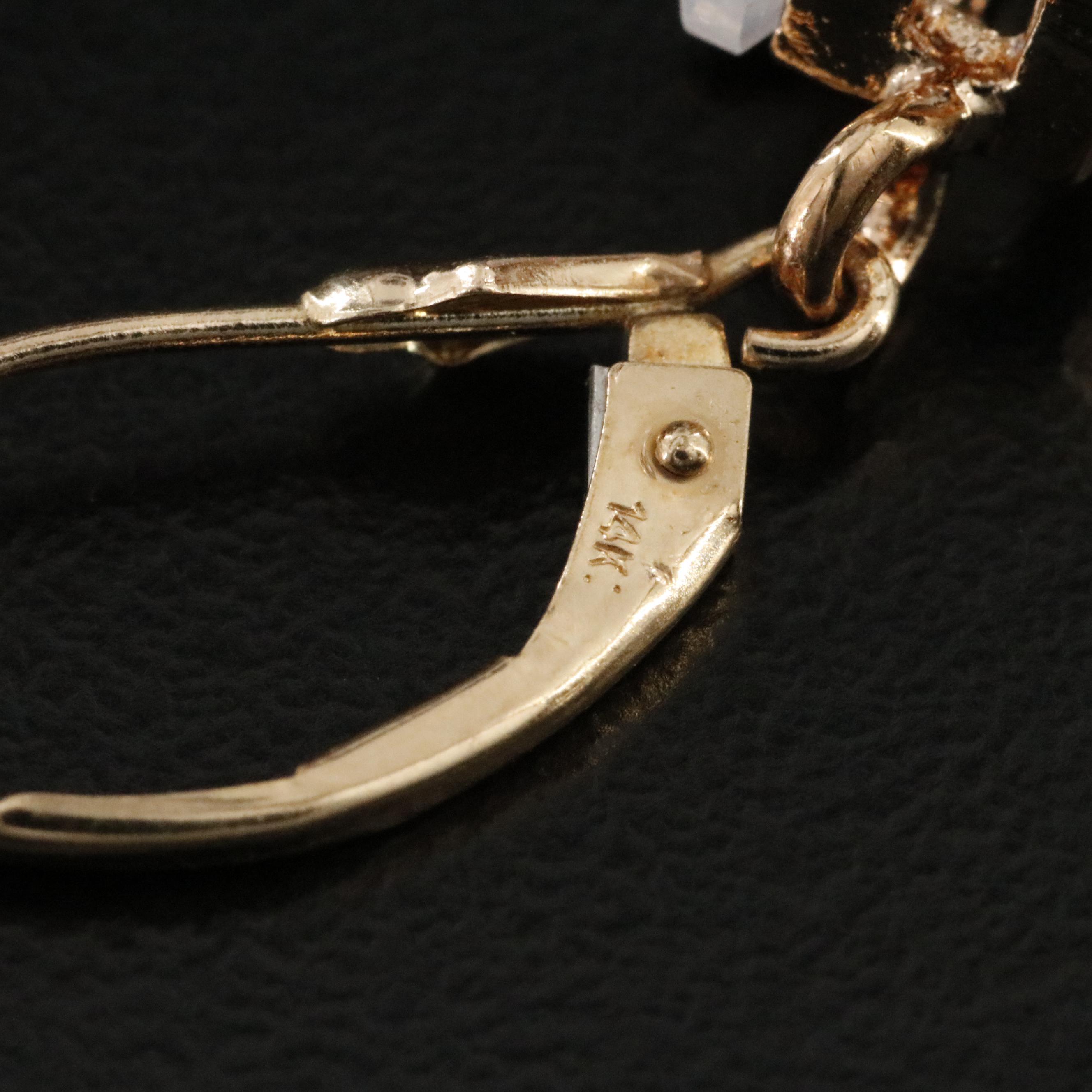 14K CZ Drop Earrings