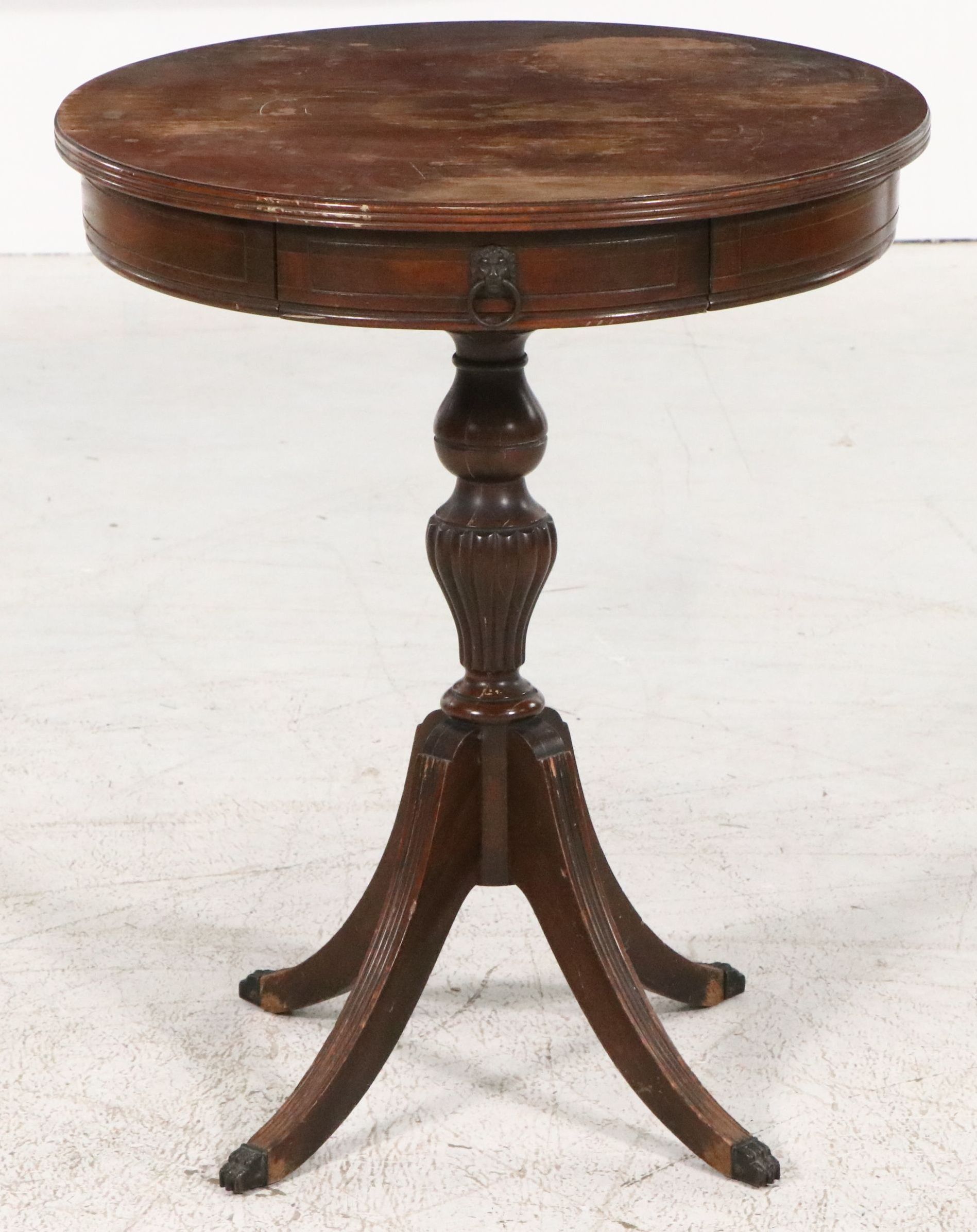 Duncan Phyfe Style Mahogany Finish Drum Table