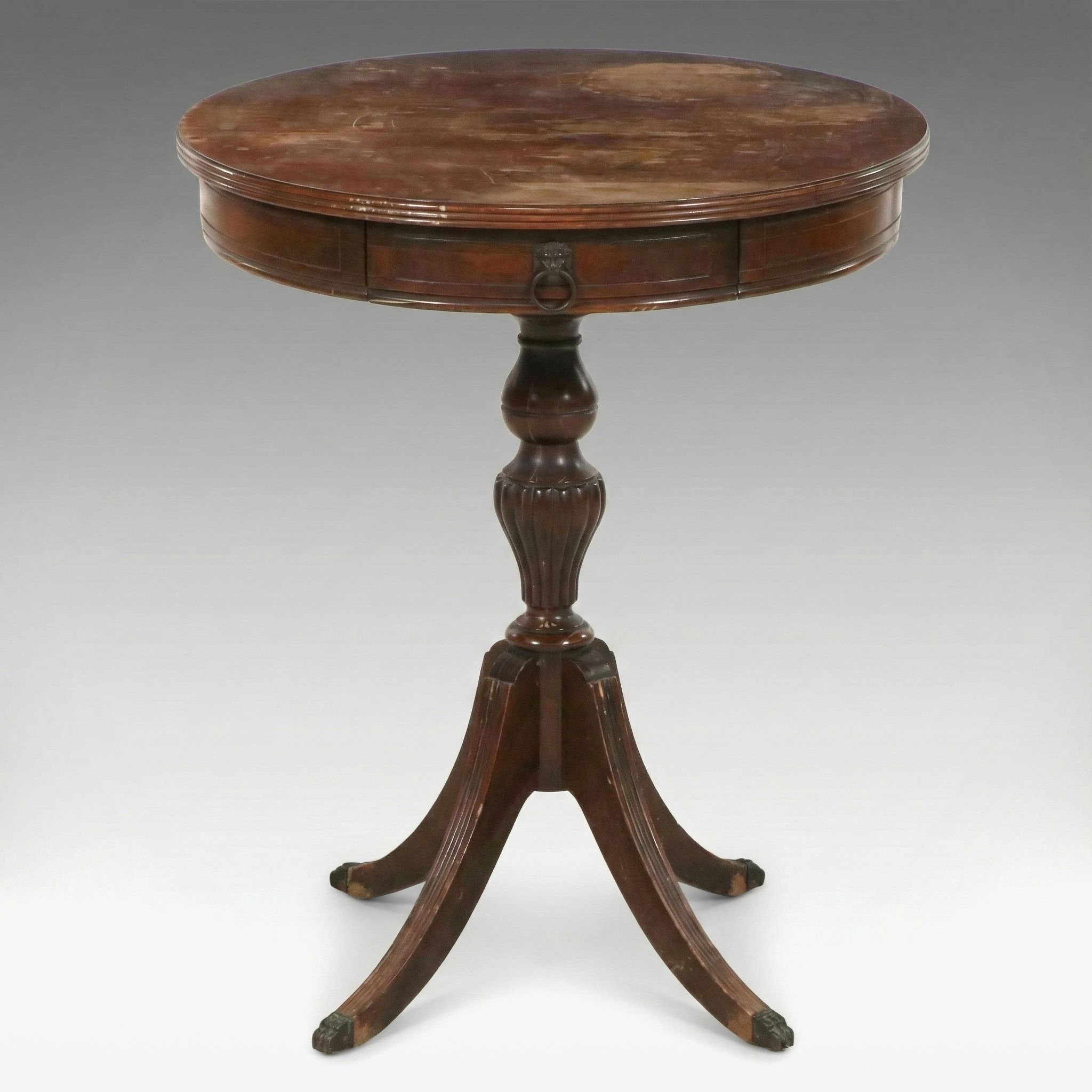 Duncan Phyfe Style Mahogany Finish Drum Table