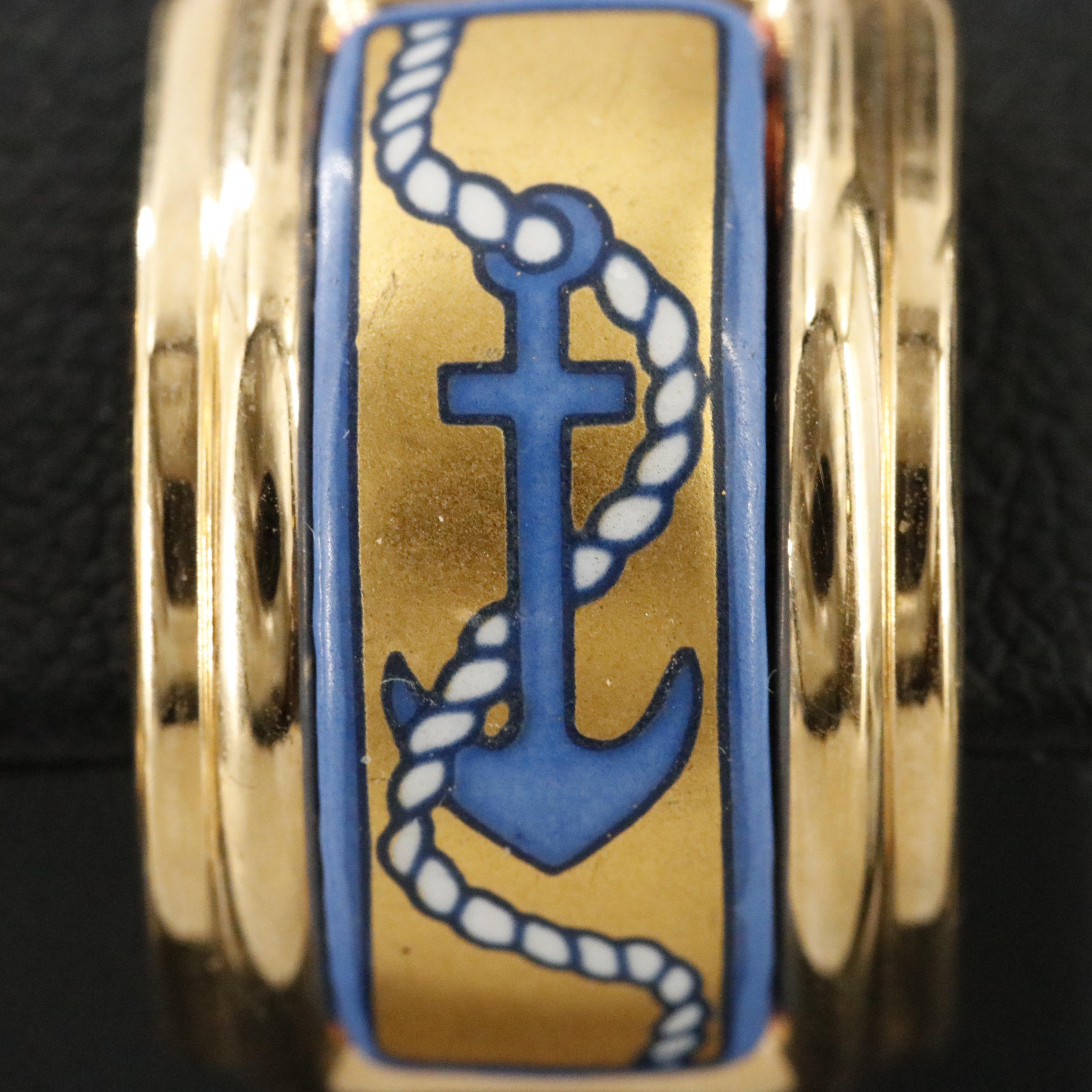 Hermès Nautical Motif Enamel Clip Earrings