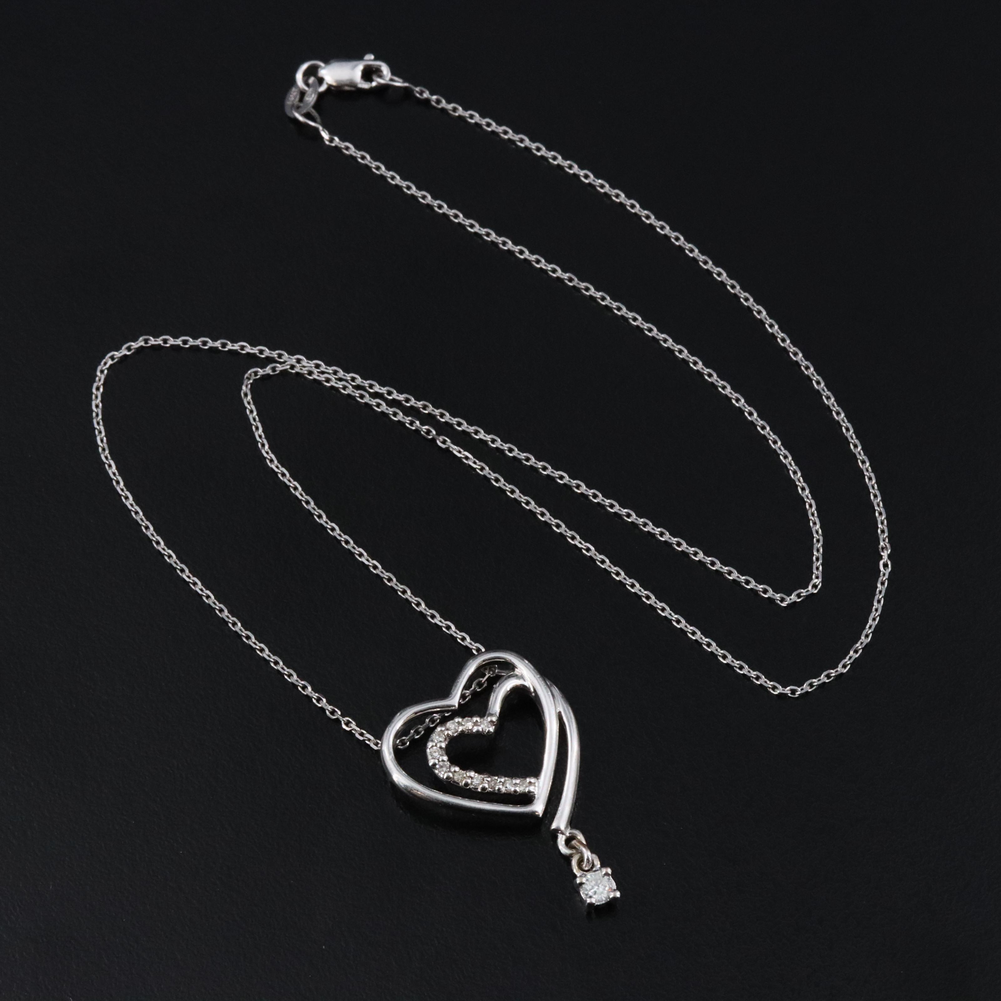 14K 0.11 CTW Diamond Heart Pendant Necklace