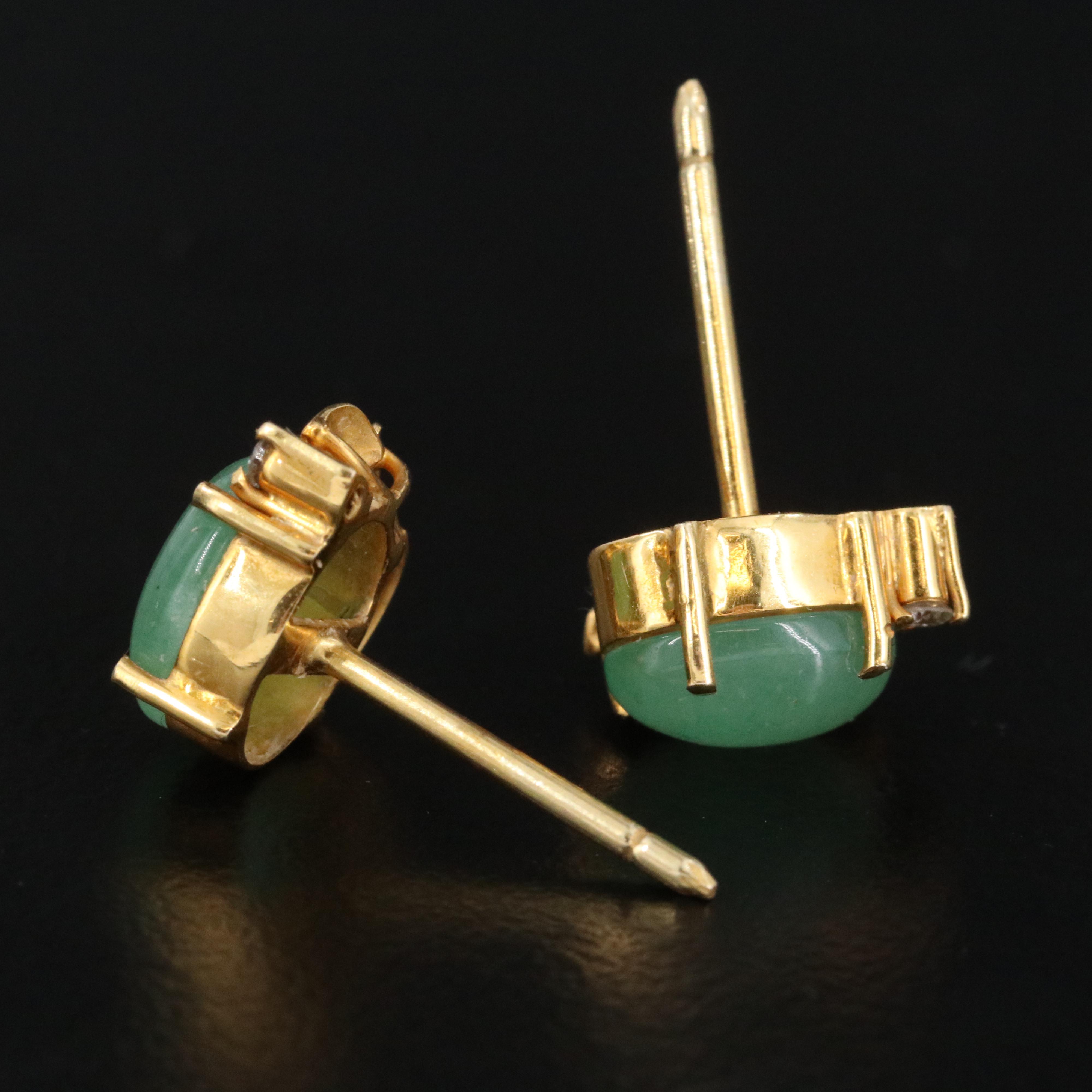 14K Aventurine and Diamond Earrings